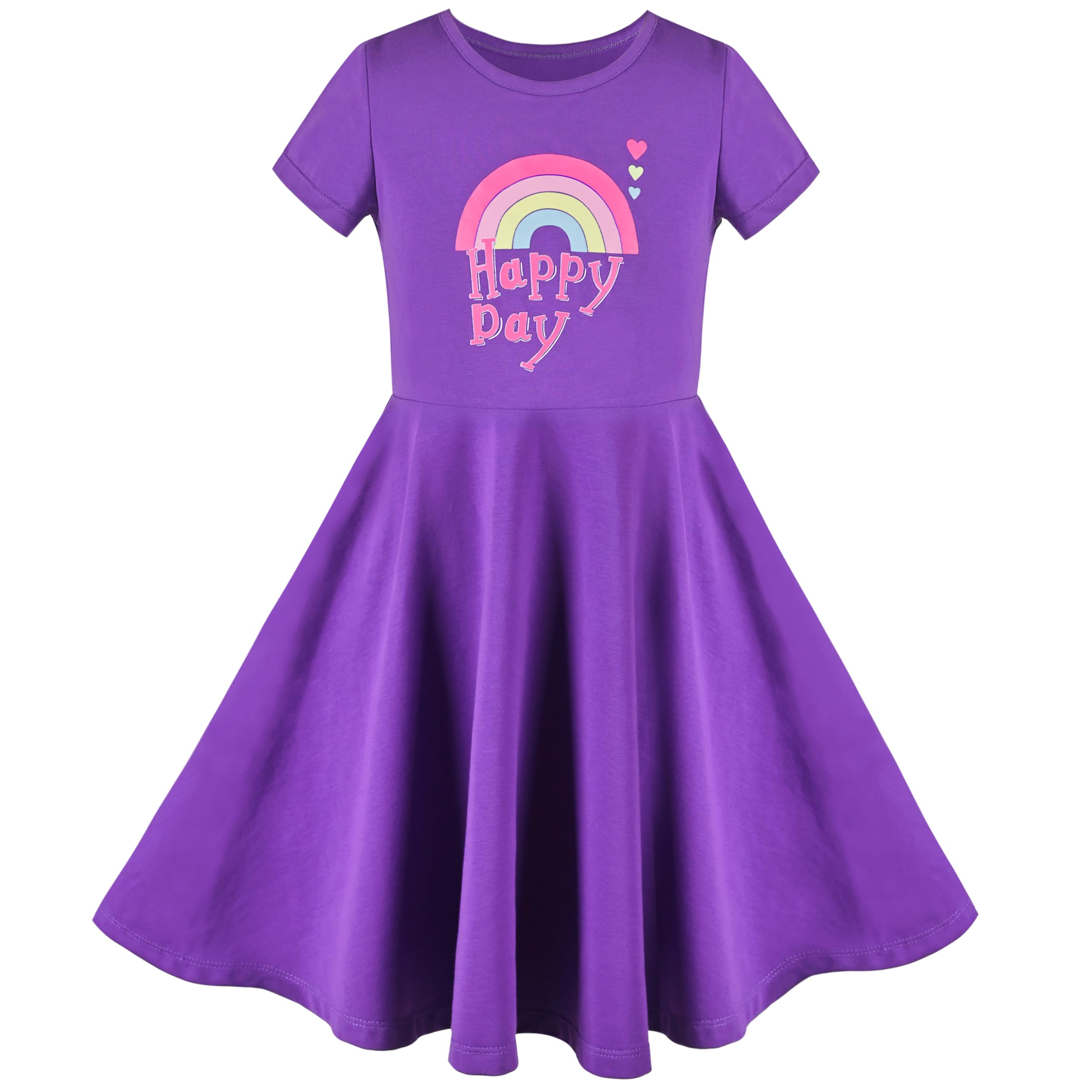 Sunny Fashion Girls Dress Colorful Striped Knitted Cotton Stretch School