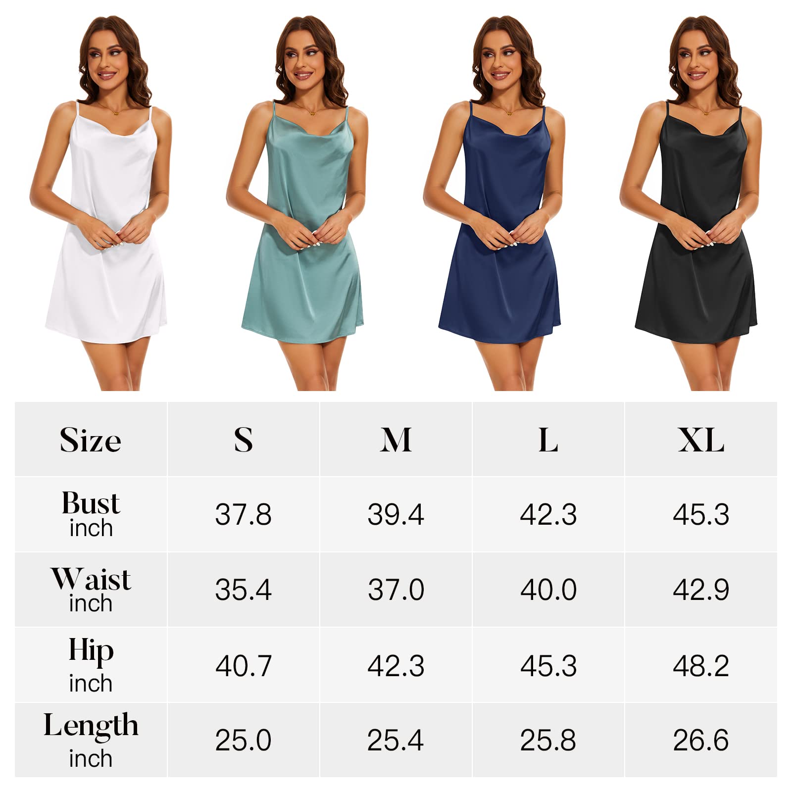 Miqieer Robe longue et soyeuse à bretelles spaghetti réglables pour femme