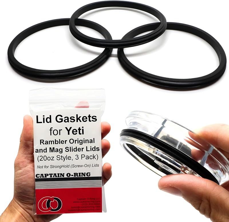 Captain O-Ring – Replacement Lid Seal Gaskets for Yeti Stainless Steel Insulated Tumbler Mugs (3 Pack) [20 oz Lid Size]