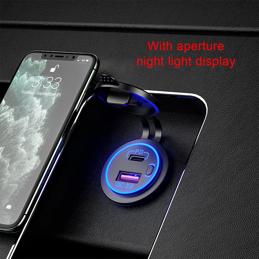 3 zestaw uniwersalnych gniazd zapalniczki motocyklowej adapter ładowania USB motocykl łódź SUV ładowarka ochrona przed przeciążeniem samochodowe niebieskie światło