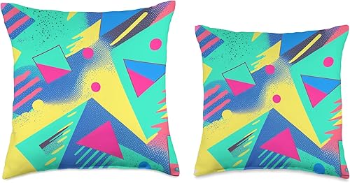 Miniatura 3 de 90s Retro Style Aesthetic Nostalgia Gifts by Akima Almohada geométrica abstracta de los años 80 y 90 con patrón de Memphis gráfico, de moda, 18 x 18