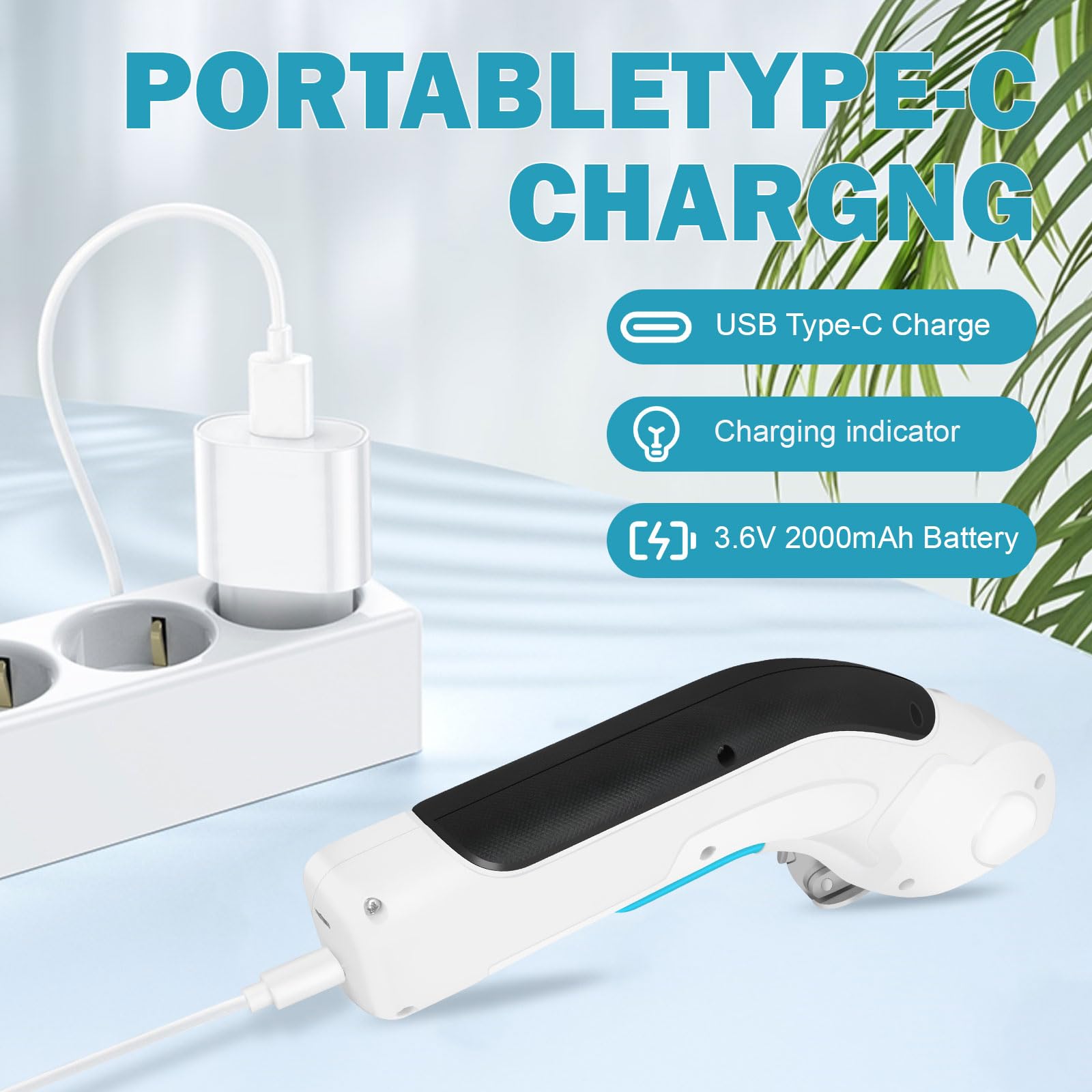 LabTEC Ciseaux électriques sans fil 3,6 V avec 2 lames de coupe et verrou de sécurité, cutter rotatif pour couper le carton, le cuir, les tapis en pot, les plantes en pot, boîte