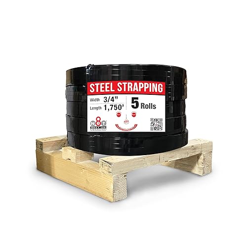 Miniatura 12 de 8NET, banda de acero para flejes, 2.470 pies de largo x 5/8 pulgadas de ancho x 0.020 pulgadas de grosor (1,460 libras de resistencia a la rotura)