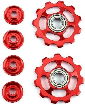1Set 11T Bike Ultralight Aluminum Wheel Rear Derailleur Pulleys Bicycle Parts-Red