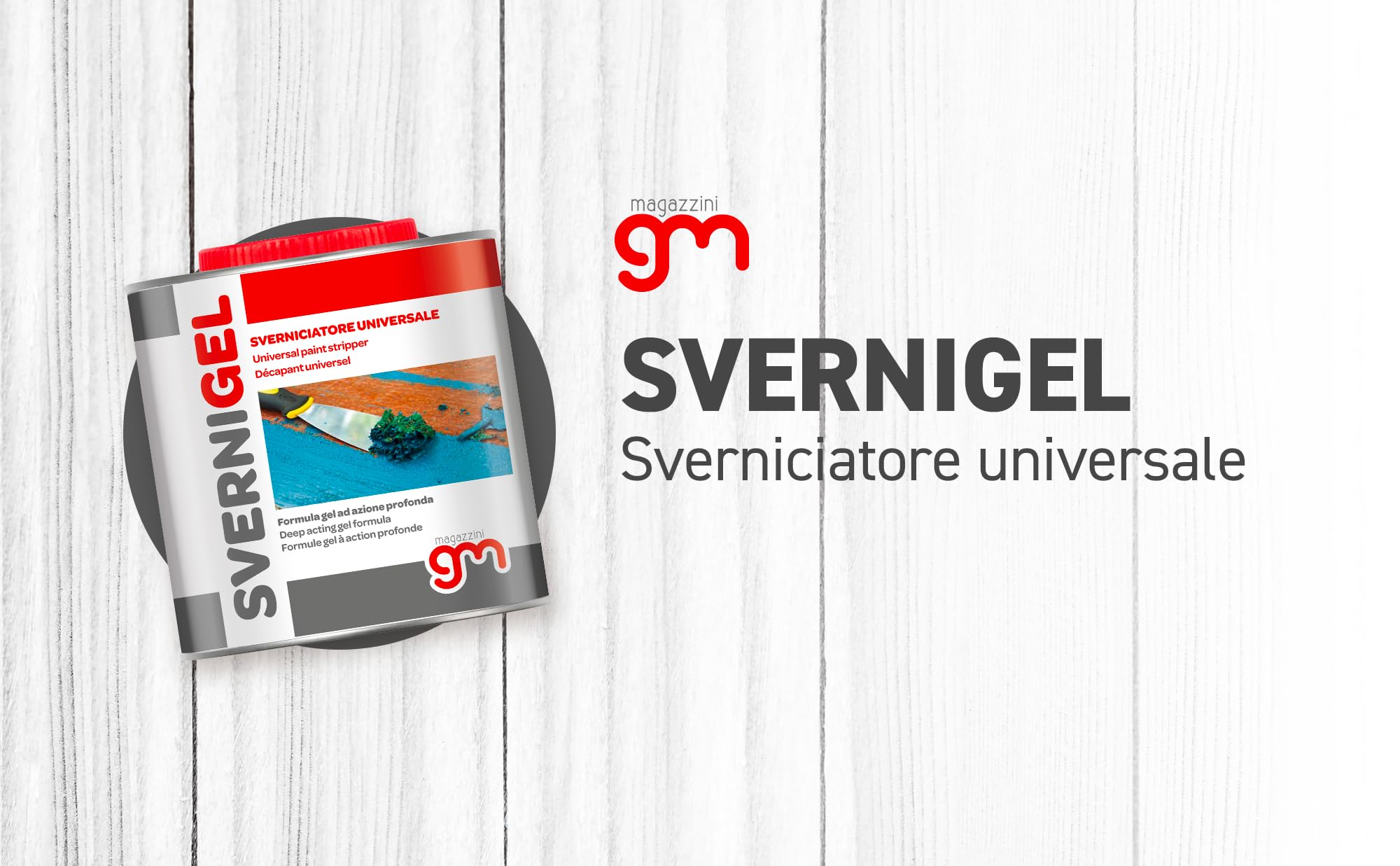 MagazziniGM SVERNIGEL, Universal-Lackentferner, Gel-Technologie, für Holz, Eisen & Wände, Chlorfrei, Tiefenwirkung, Für Vertikale Flächen, 750ml (3)