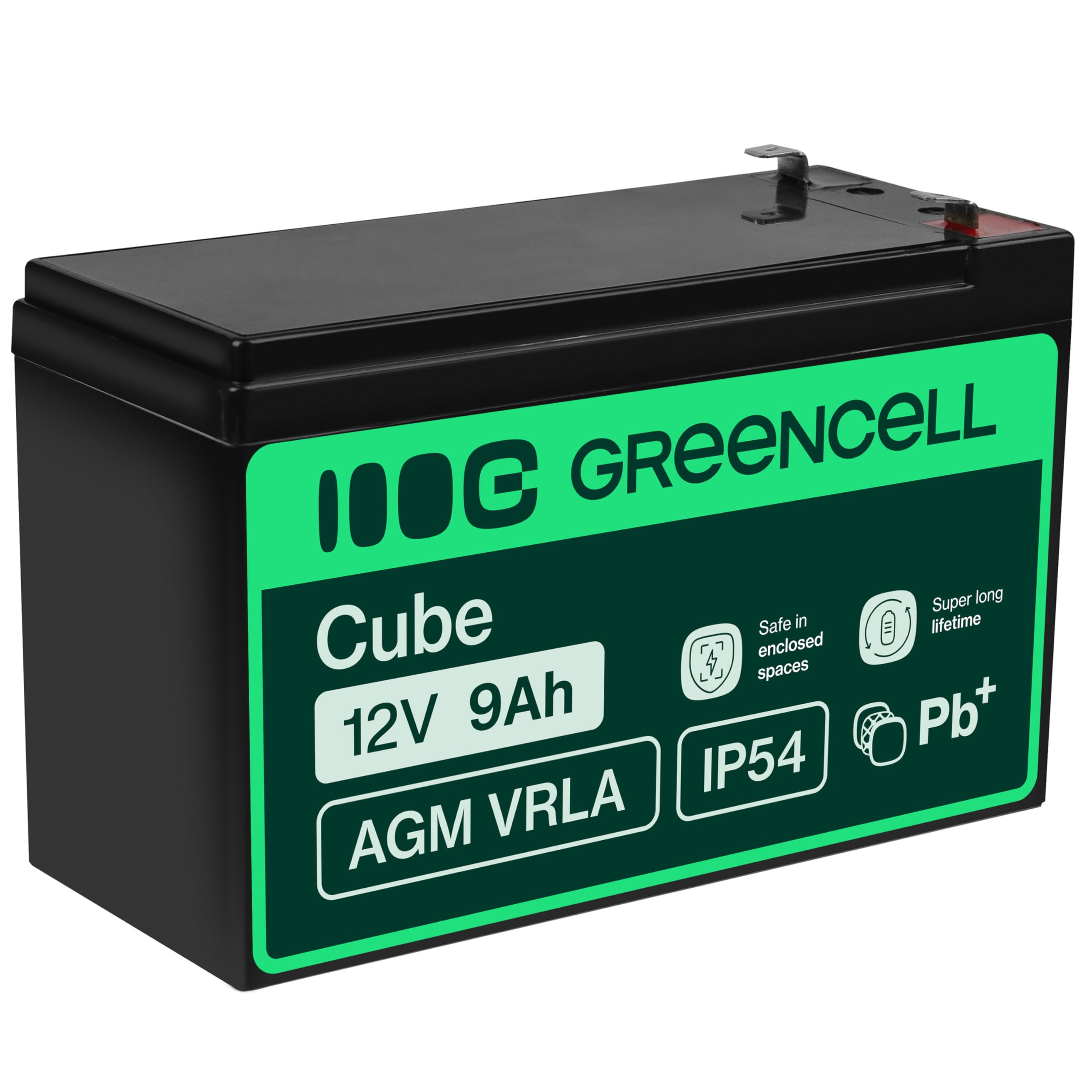 Green Cell Batteria AGM 12V 9Ah ricaricabile sigillata VRLA | Per UPS, allarmi, giocattoli elettrici, impianti solari, scooter, backup e uso ciclico senza manutenzione