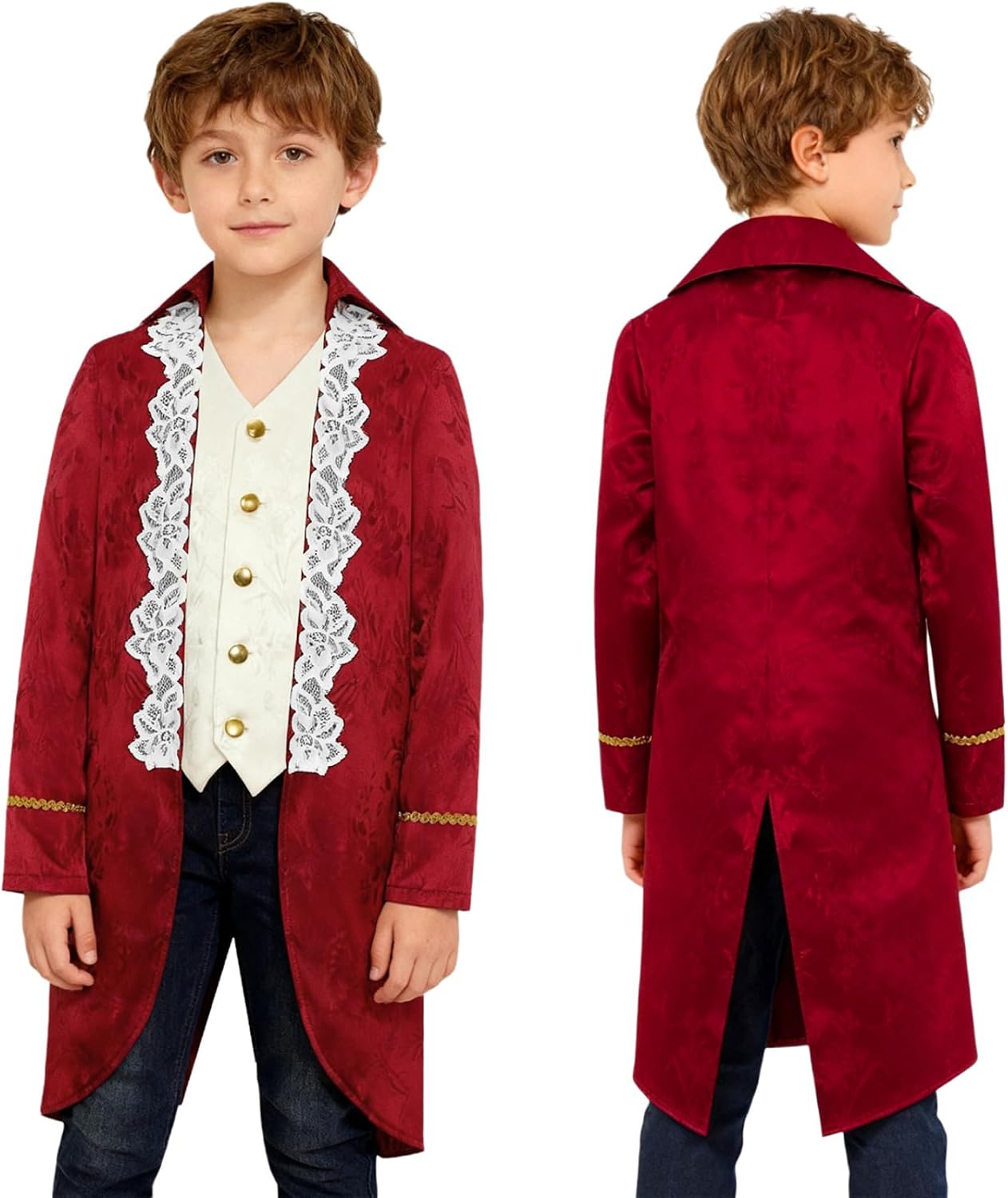 JEYPINMI Boys Vintage Tailcoat Jacket Medieval Swallow-Tailed Coat Steampunk VTG Victorian Long Coat