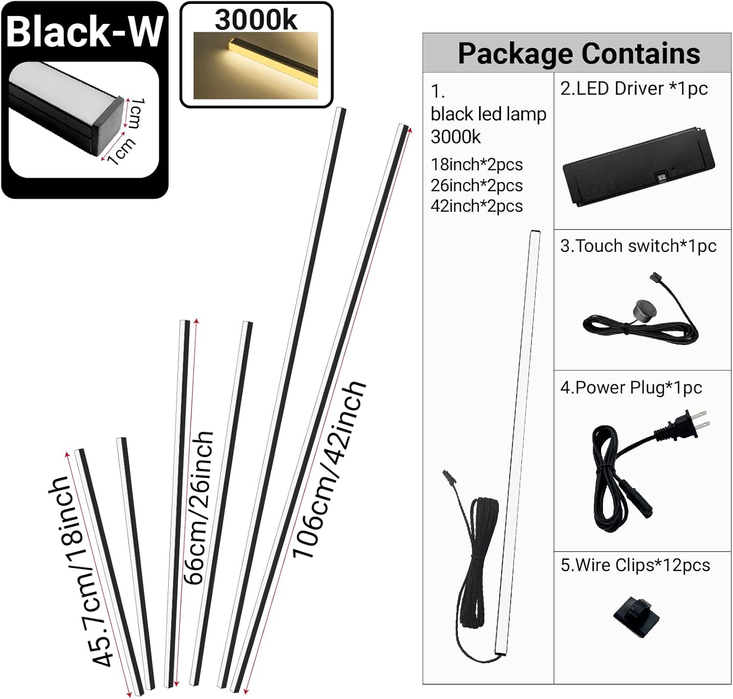 HAMRVL Black LED Recessed Lighting Kit - 6pcs DC12V Warm White Slat Wall Lights with Smart Switch,3000k Self-Adhesive Wall Panel Lights for Wood Slat Wall Panels, Headboards, Stairs, Media Wall Panels