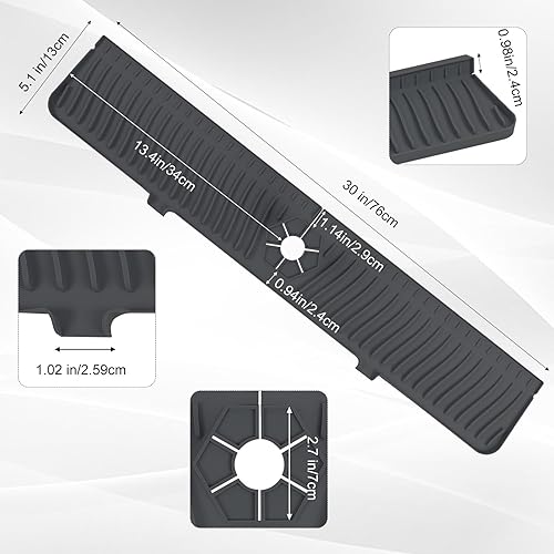 Miniatura 2 de Protector contra salpicaduras para fregadero de cocina de 30 pulgadas, protector contra salpicaduras de grifo de silicona, alfombrilla de silicona