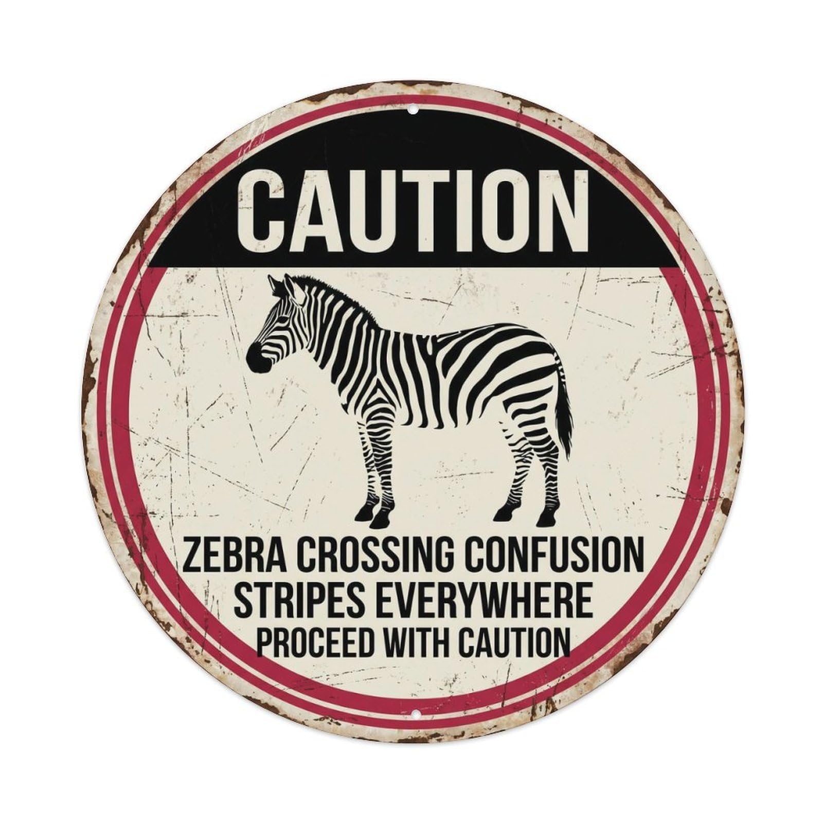 Vintage Stubborn Zebra Crossing Guard Metal Tin Sign