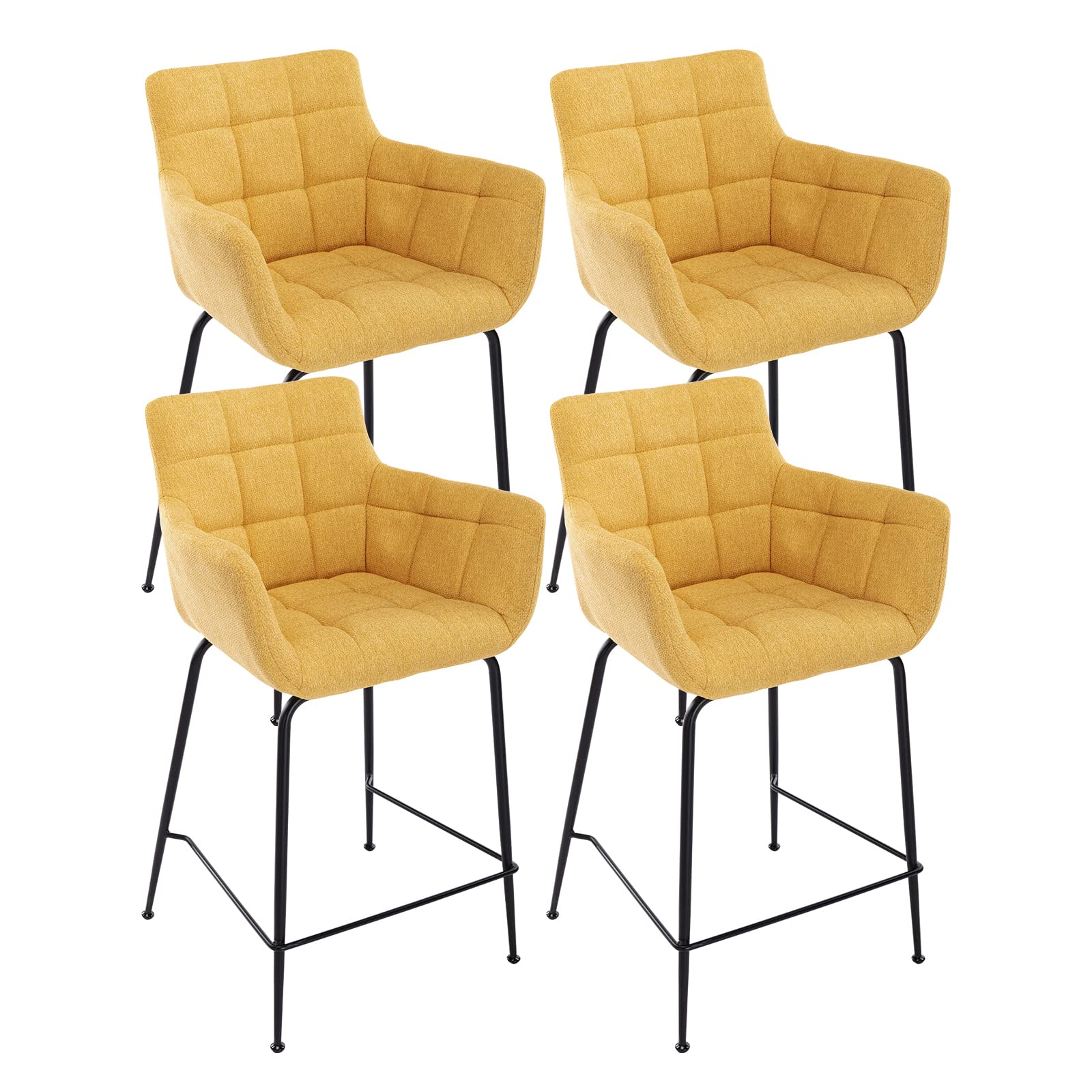 Tabourets de bar avec accoudoirs modernes et lot de 4 chaises hautes cuisine
