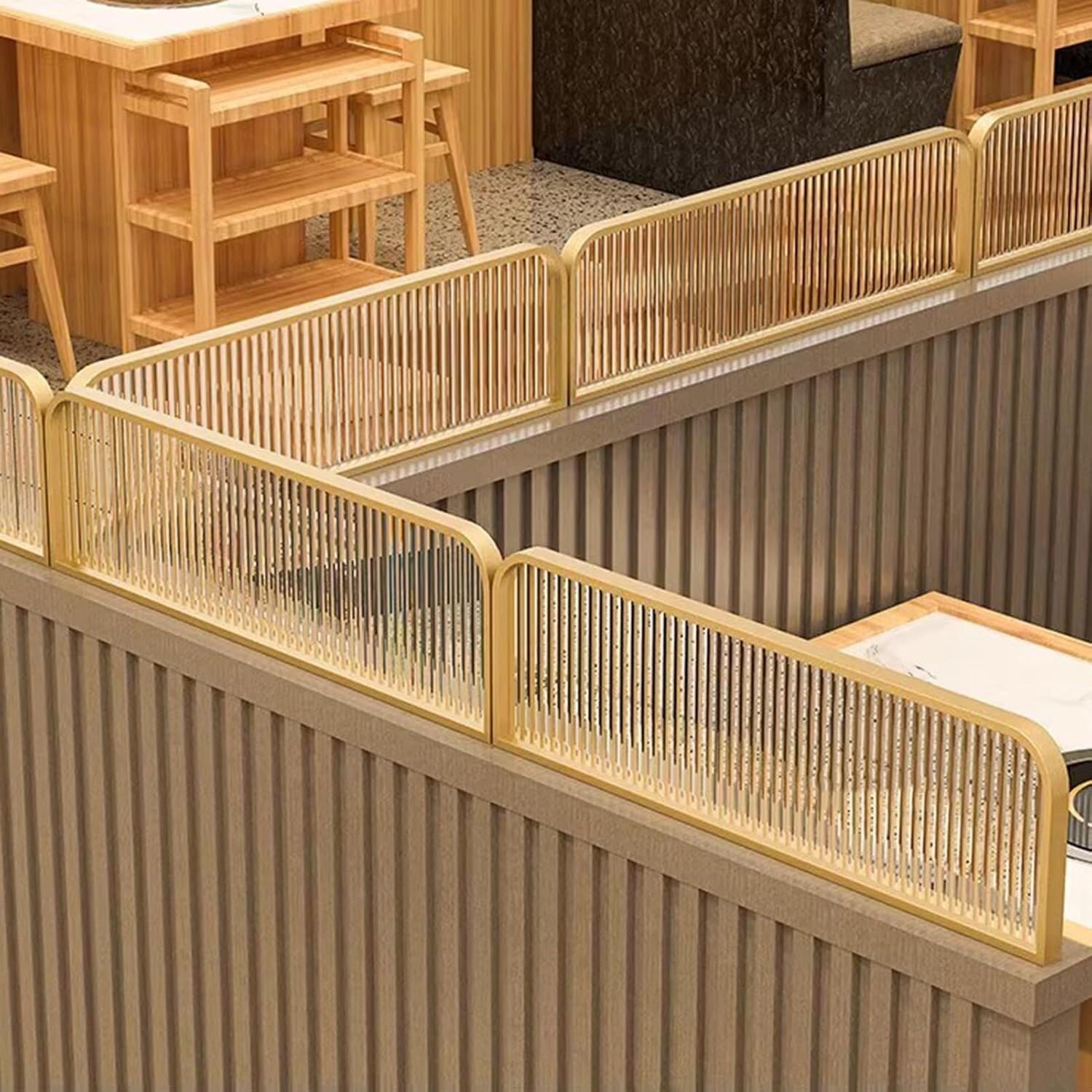 Paneles divisores de cristal para zonas de comedor, tabiques decorativos modernos, ideales para restaurantes y encimeras de ollas calientes, diseño translúcido elegante (30 x 110 cm)