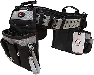 Part#SZA Electrician's Belt & Bag Combo - Heavy Duty Electricians Tool Belt Designed for Comfort & Durability - Ideal for All Electricians Tools - Fits Sizes S - L (26"-40")