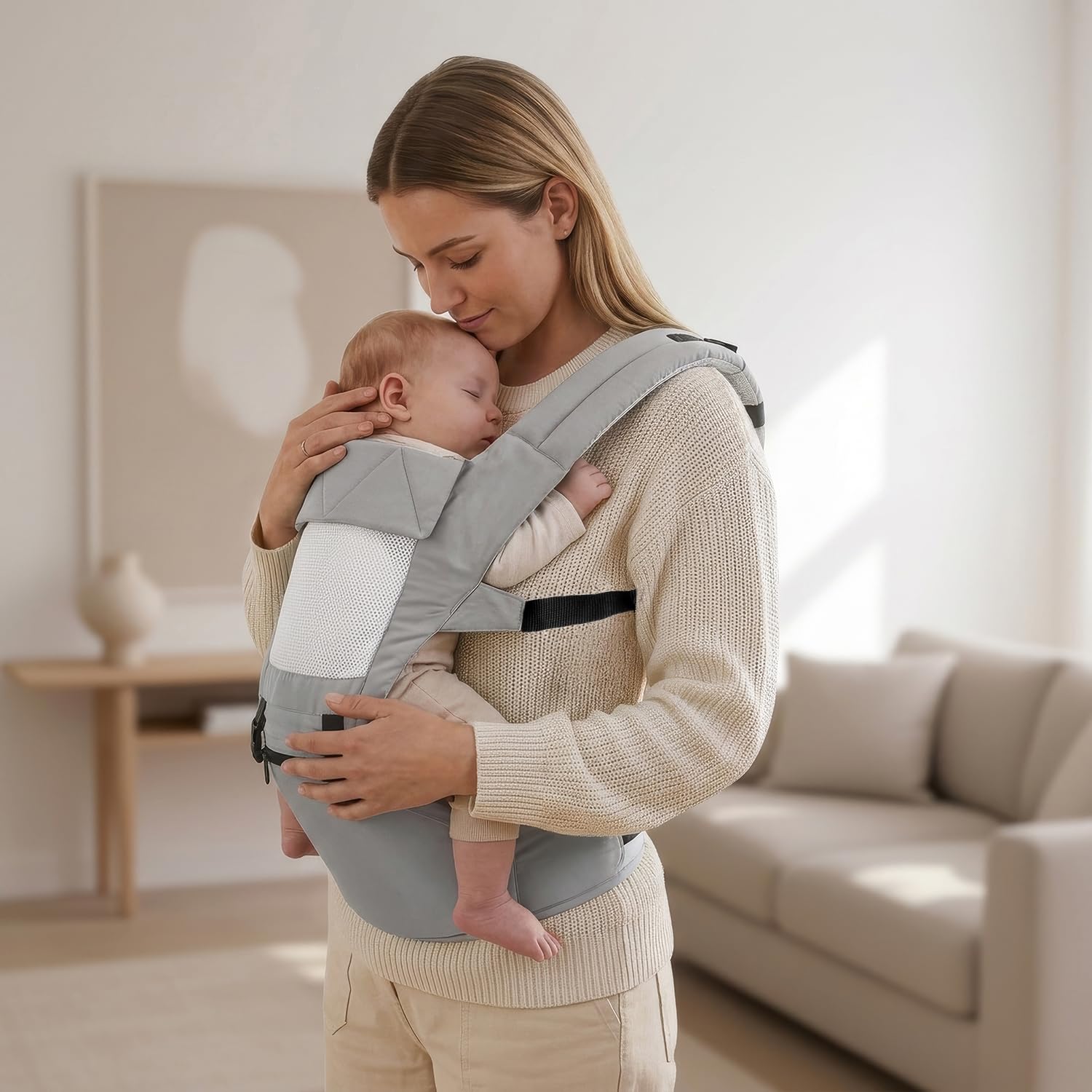 R for Rabbit Upsy Daisy Baby Carrier Cum Kangaroo Bag, Adjustable Hip Seat Belt, Stylish, Carrier with 4 in 1 Carry Position for 3 to 24 Months Kids, Max Weight up to 15 Kg (Grey Cream)-image-44
