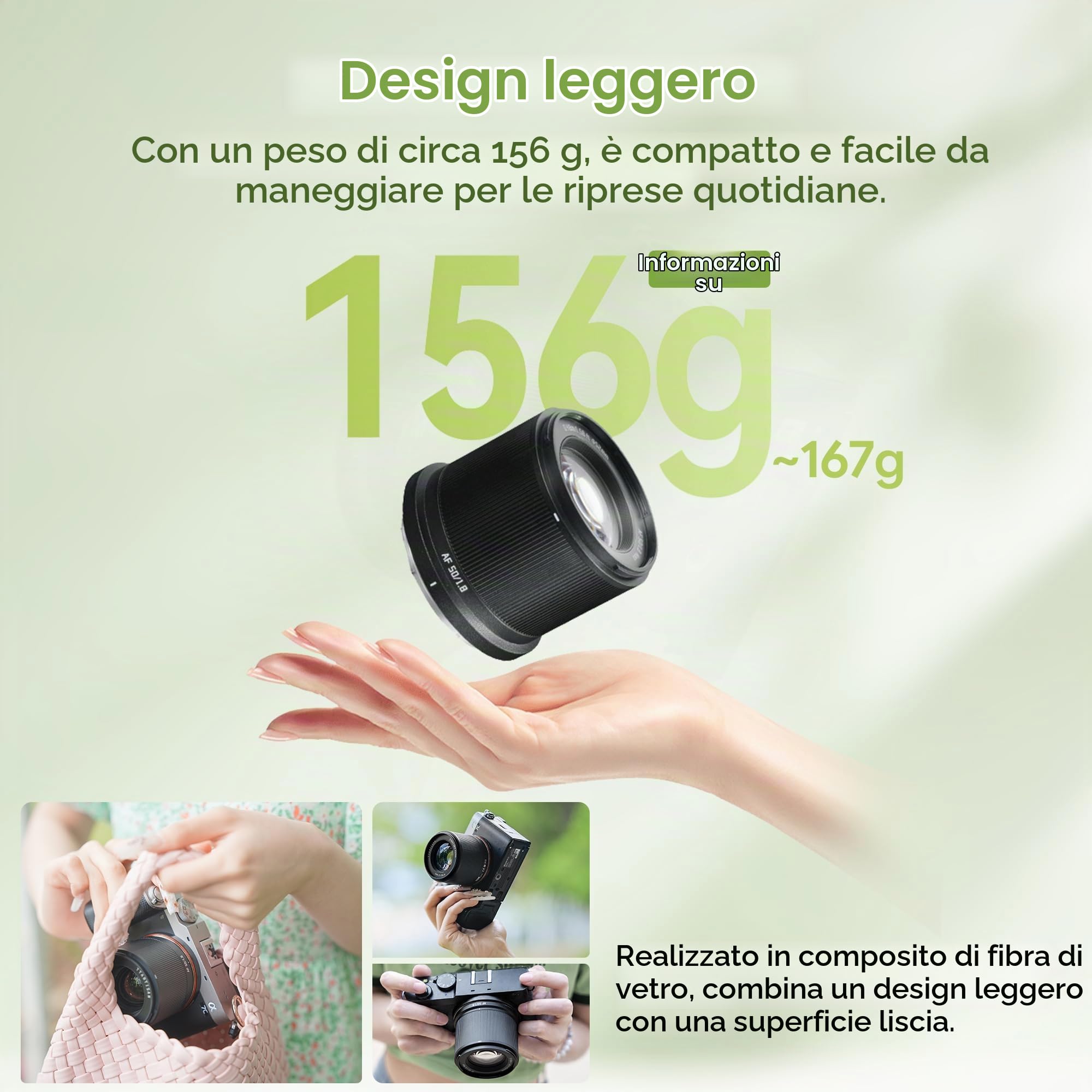 TTARTISAN Obiettivo AF 50 mm F1.8 Neo con autofocus, full-frame, lunghezza focale fissa e apertura ampia (per L)