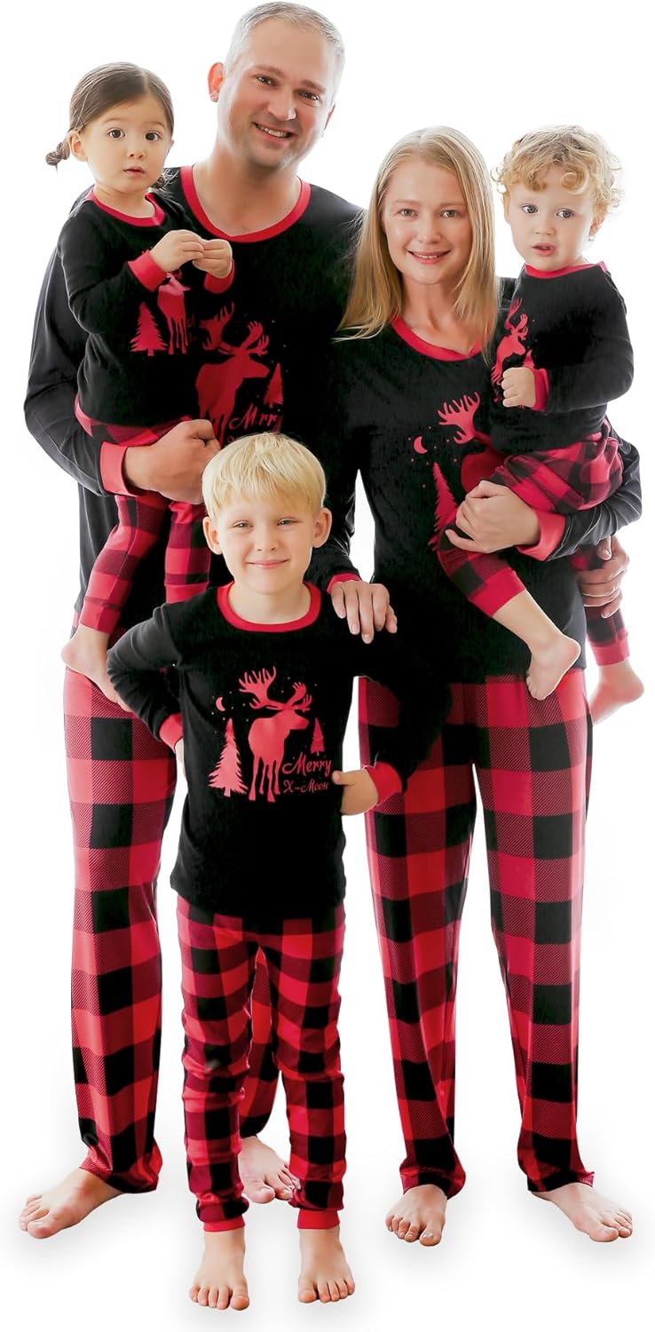 VAENAIT BABY Infant Toddler Kids Adult Couple Family Matching Halloween Christmas Xmas Holiday Buffalo Plaid Pajama Set