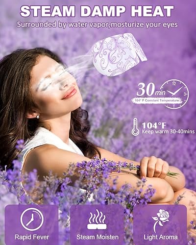 Miniatura 45 de Paquete de 16 máscaras de ojos de vapor, compresa de ojos cálida para ojos secos, máscara de dormir con calefacción, artículos relajantes