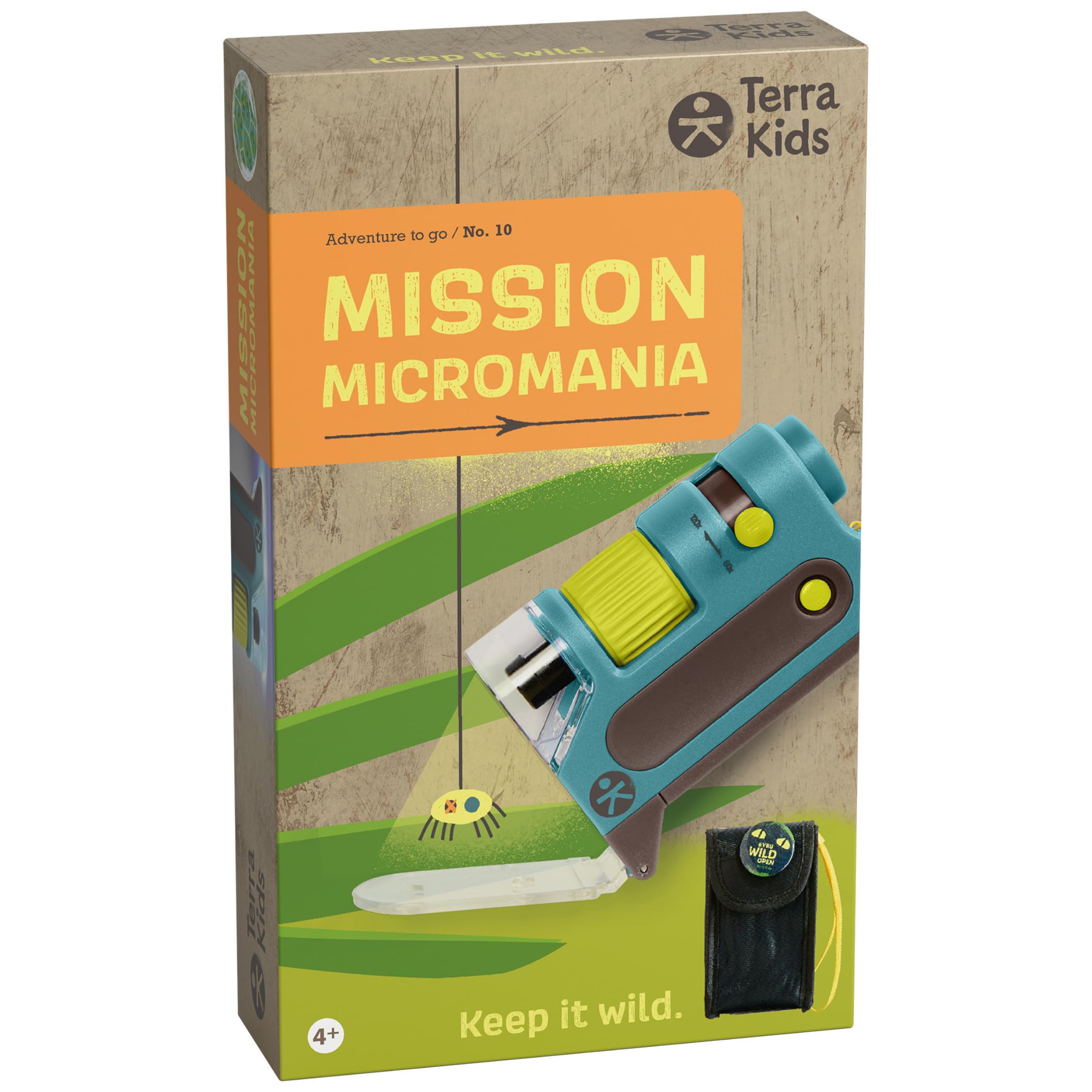 HABA Terra Kids Microscope de Poche pour Enfants – Mini Microscope avec Zoom 60-120x & Double Éclairage, Étui Inclus – Jouet d'Éveil Scientifique dès 4 Ans – 2013655001