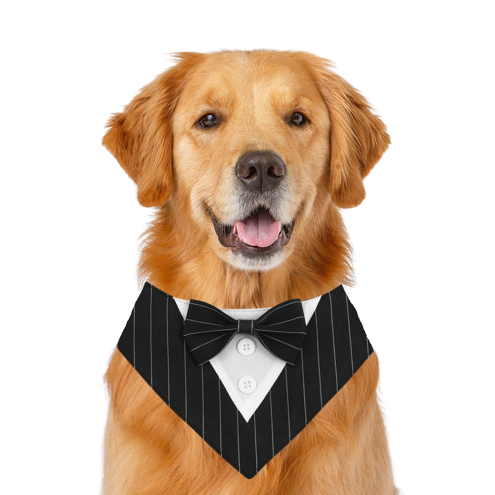Dog Wedding Bandana,Formal Pet Tuxedo Bow Tie Triangular Scarf Adjustable Dog Birthday Party Bib Valentines Bowtie Scarf_XS(Black Stripe)