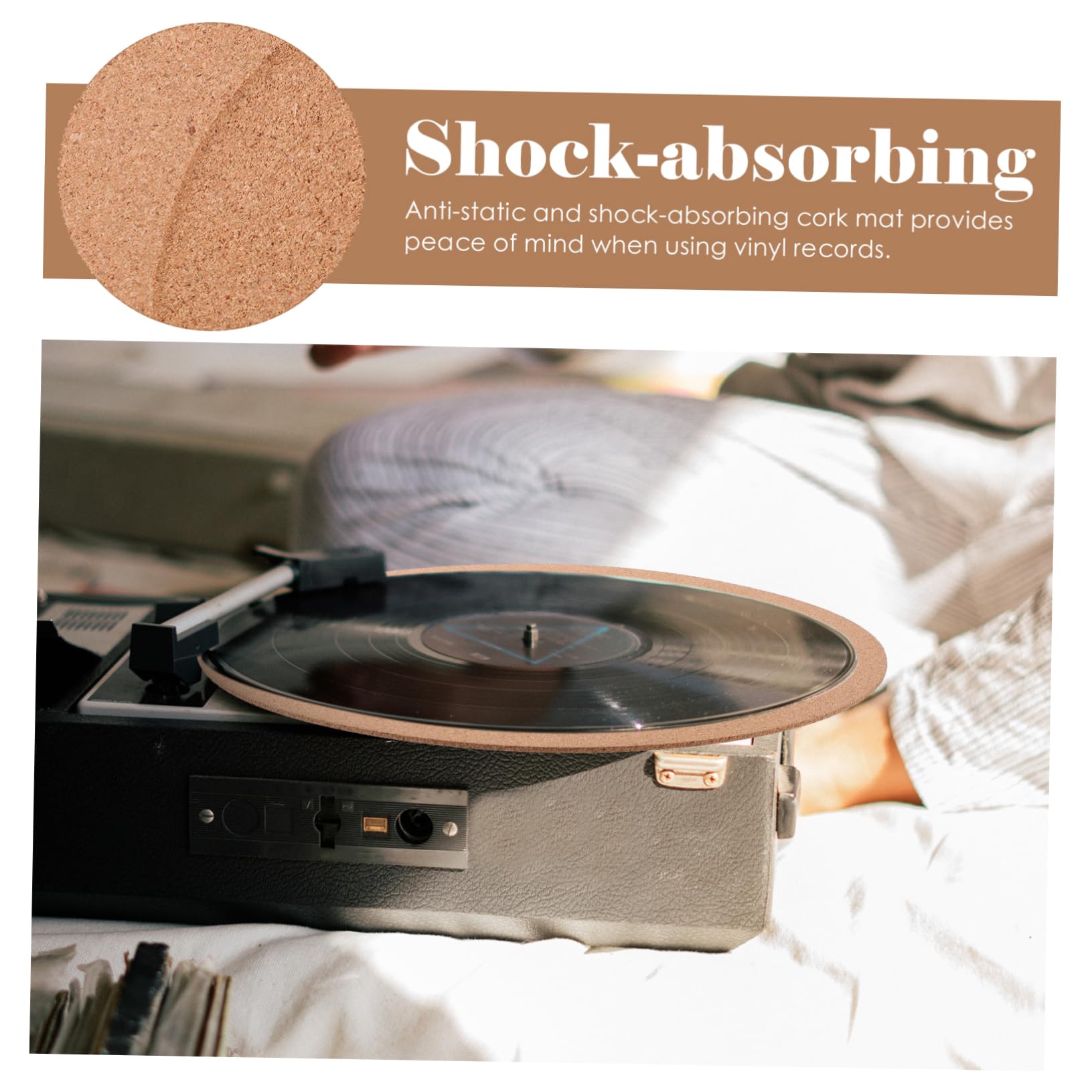 NULYLU Cork Turntable Mat Anti-static Slipmat for Vinyl Record Player Record Pad