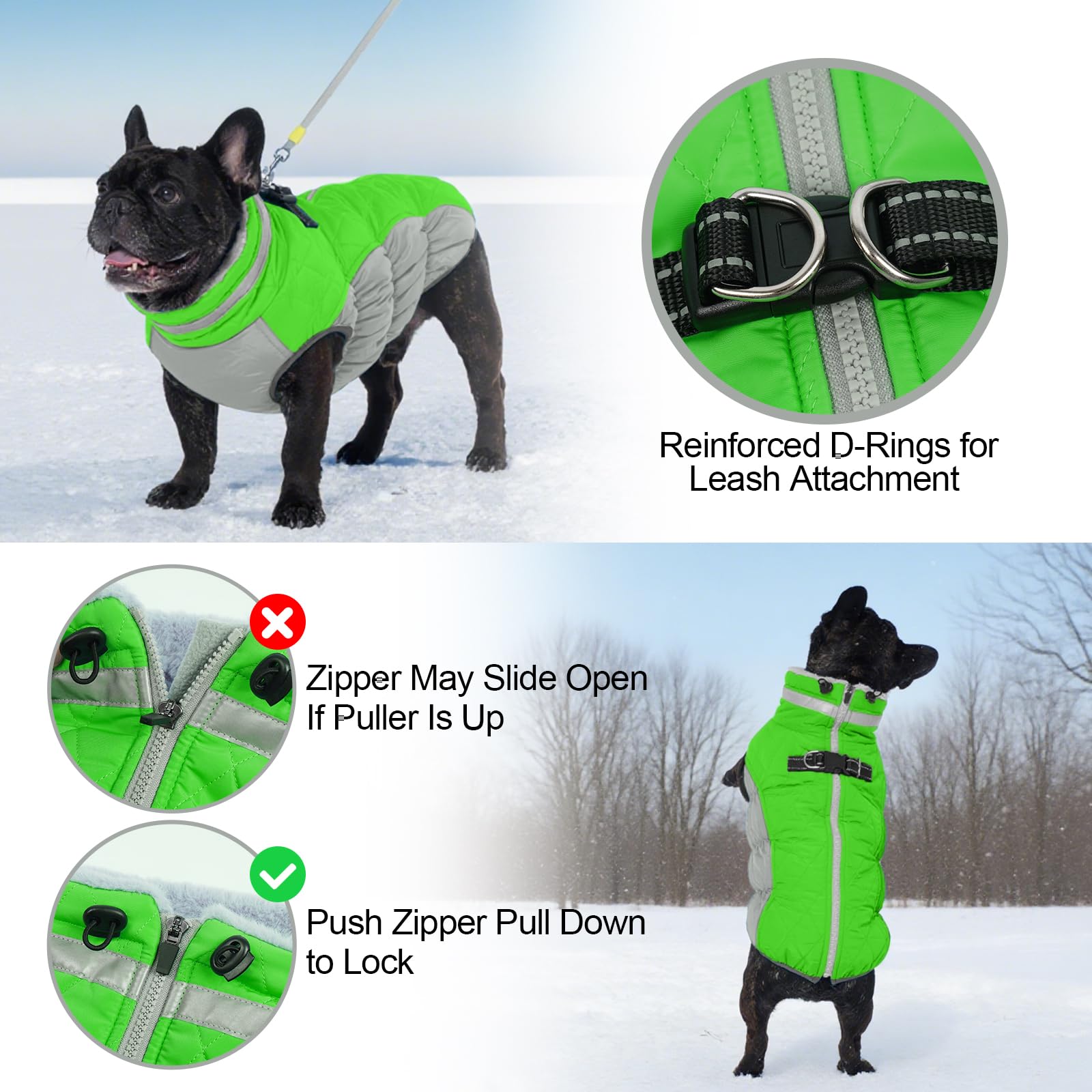 Manteau Chaud pour Chiens de Taille Moyenne, Veste imperméable avec Harnais intégré, Fermeture éclair, Doublure en Polaire pour promenades en Plein air par Temps Froid, Combinaison de Neige