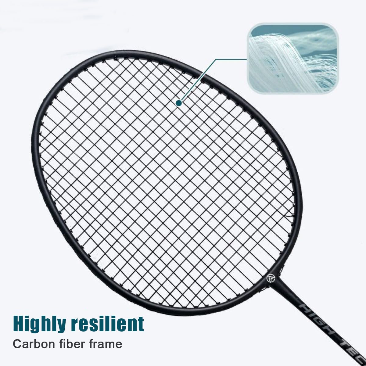 Raqueta de bádminton Mujer Hombre, 4U 85g Wave Break Wind Strung Fibra de Carbono Ofensiva y defensiva con Bolsa de bádminton Raquetas