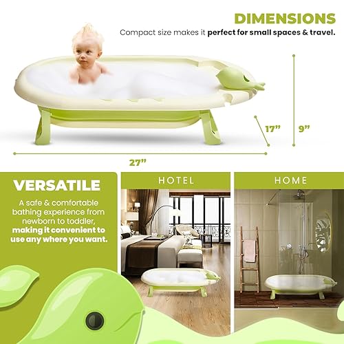 Miniatura 6 de Bañera plegable para bebé con termómetro - Bañera infantil con orificio de drenaje - Bañera para bebé recién nacido a niño pequeño de 0 a 36 meses -