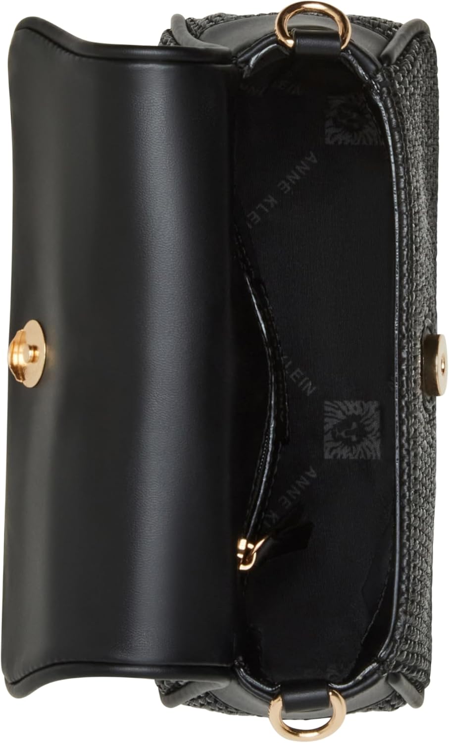 Anne Klein Womens Sculpted Buckle Flap Shoulder Bag, Black - Image 6