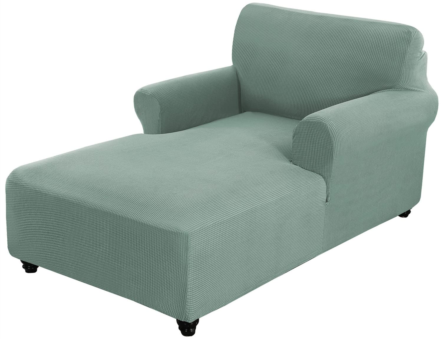 Chaise Lounge Cover Stretch Chaise Chair Covers for Living Room Chaise Slipcover with Double Arm Chaise Lounge Slipcover for Bedroom Chaise Thicker Jacquard Fabric Machine Washable (Sage)
