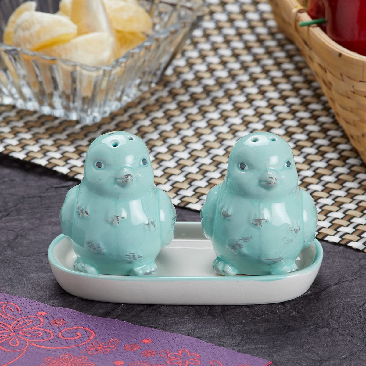 Kookee Ceramic Salt Pepper Set of 2 with Tray | White, Yellow (10663) — Amazon image 11