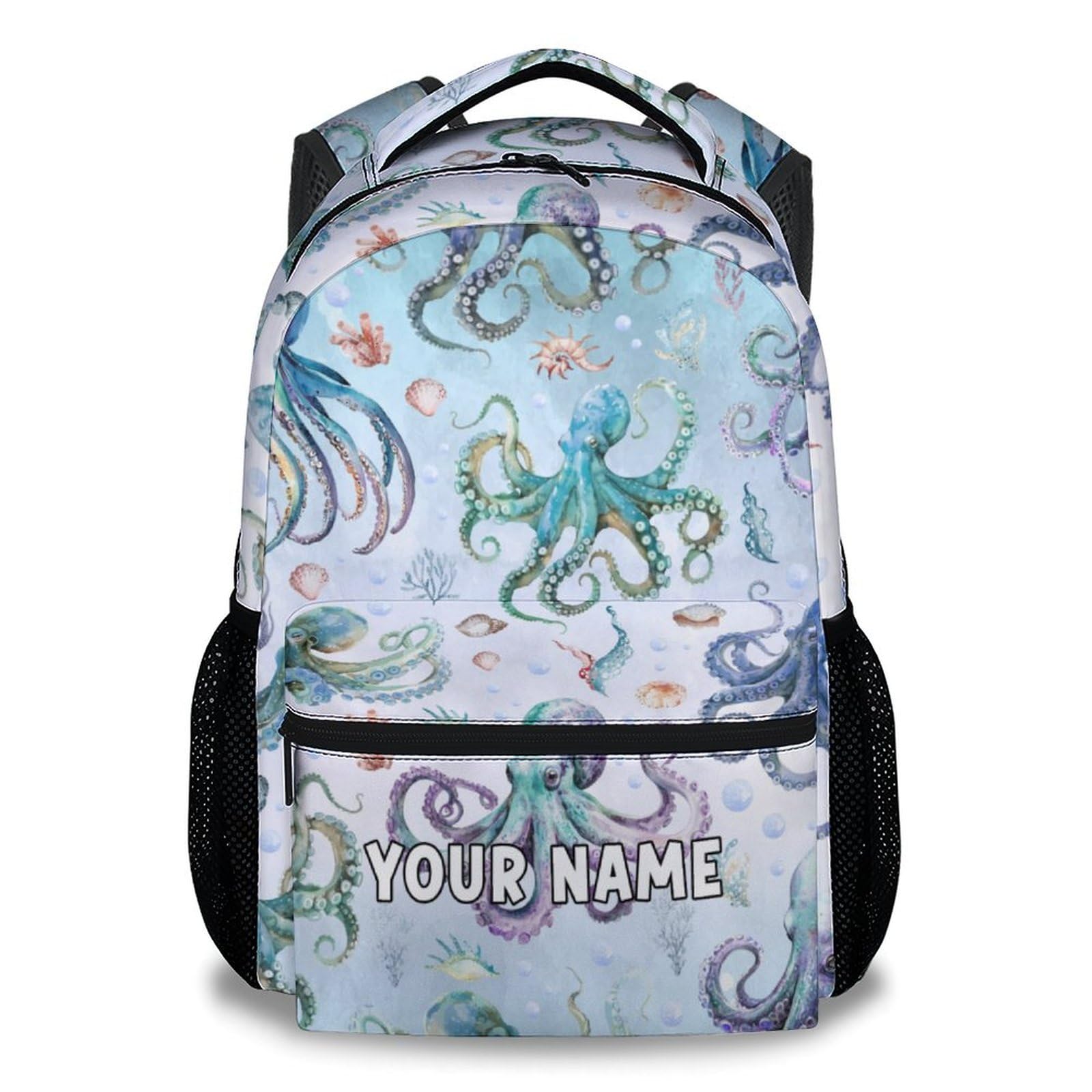 Mercuryelf Backpack for Boys - 17 Inch Bookbag for Primary Middle College - Personalized Cute Octopus Backpacks - Children's School Bag