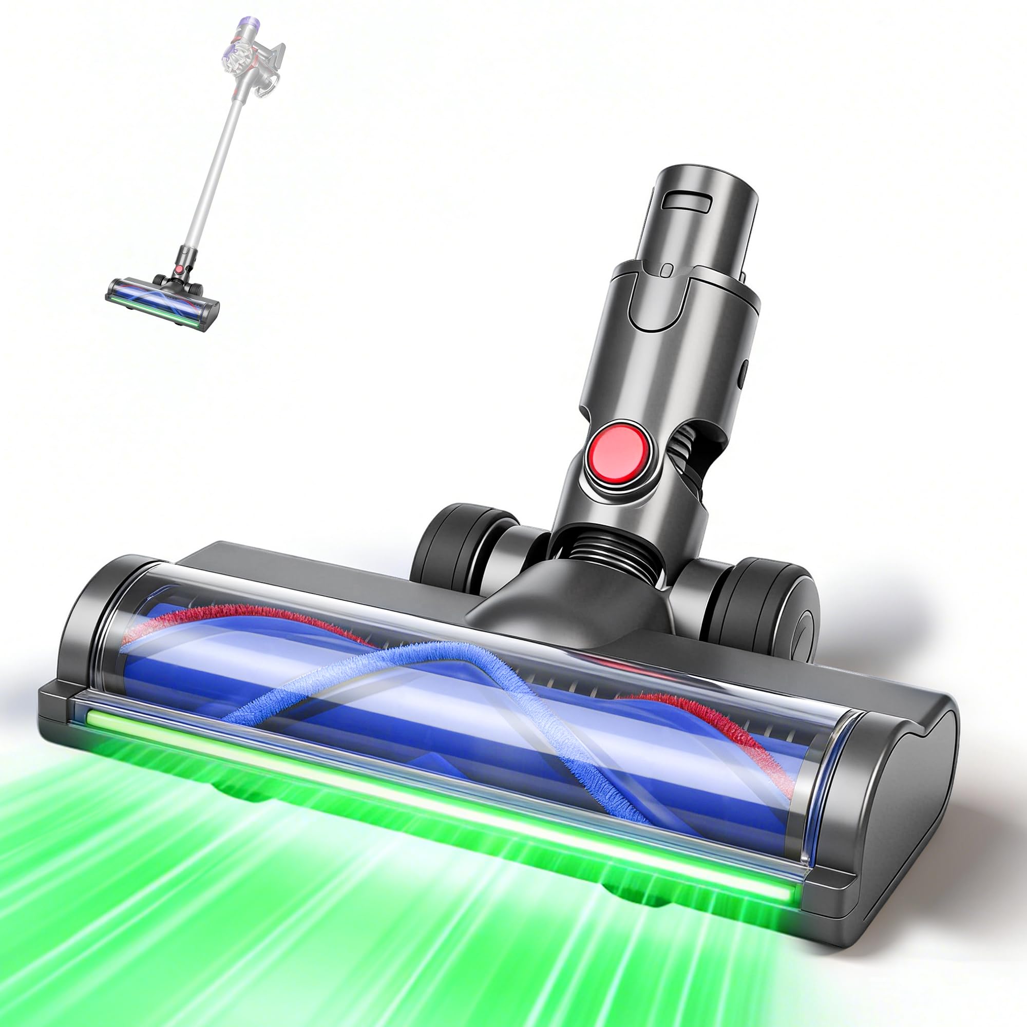 Szczotka zamienna do Dyson V6, DC58, DC59, DC62, DC74, z oświetleniem LED i wymienną szczotką w kształcie litery V, do odkurzaczy części zamiennych do twardych podłóg