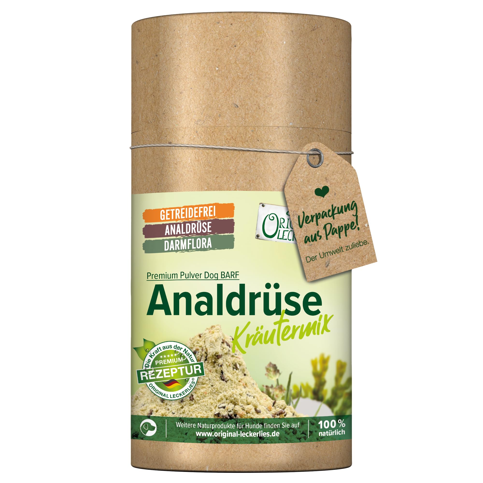 ORIGINAL LECKERLIES Dog Barf Analdrüse-Kräutermix – Pulver für Hunde I natürliche Unterstützung der Analdrüsen, Verdauung, Darmflora und Darmtätigkeit sowie eines gesunden Darms (375 g)