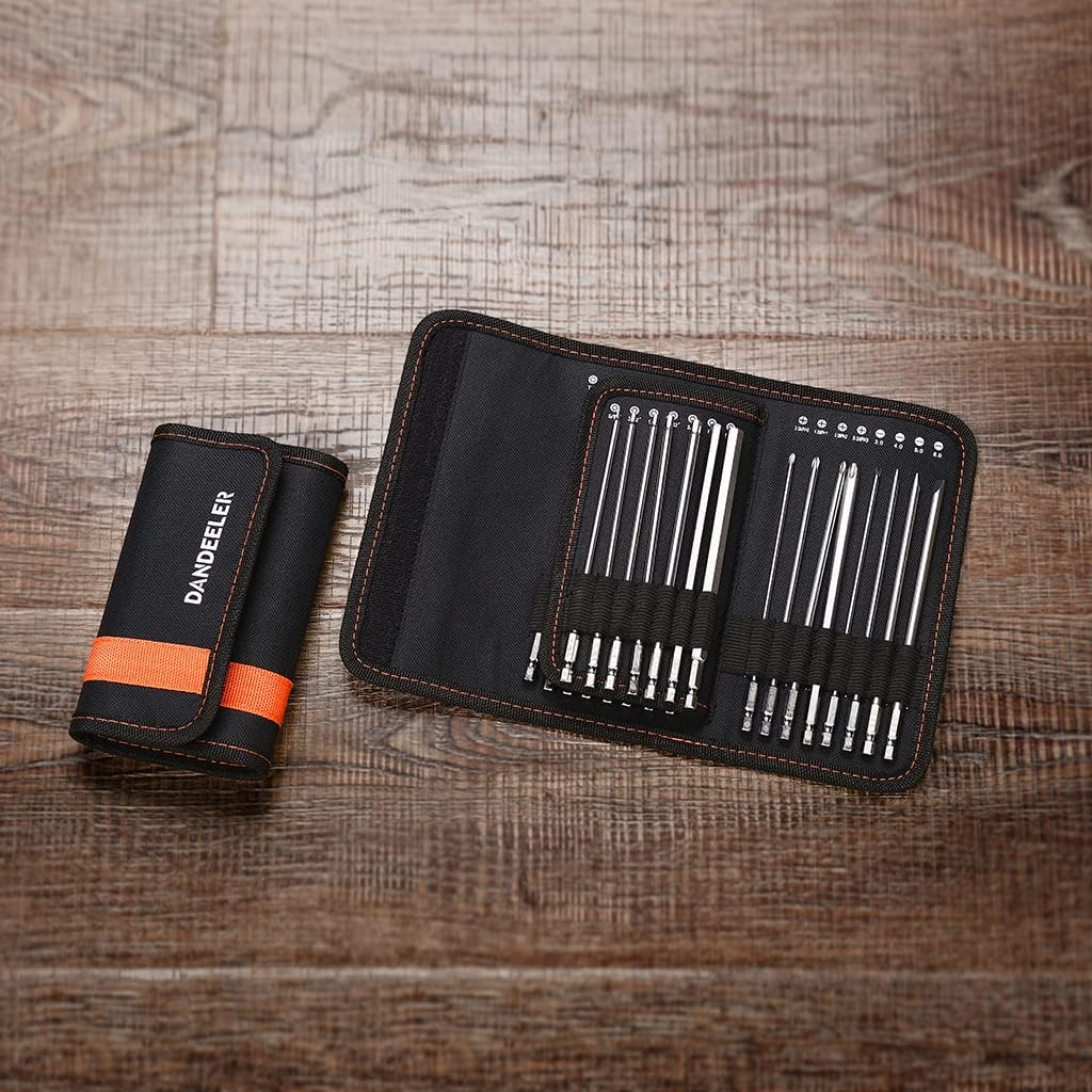 Dandeeler 30 Piece 6 Extra Long Security Bit Set Torx Hex Slotted Phillips Square Pozidriv, with Tool Bag 30pc Extra Long 6inch