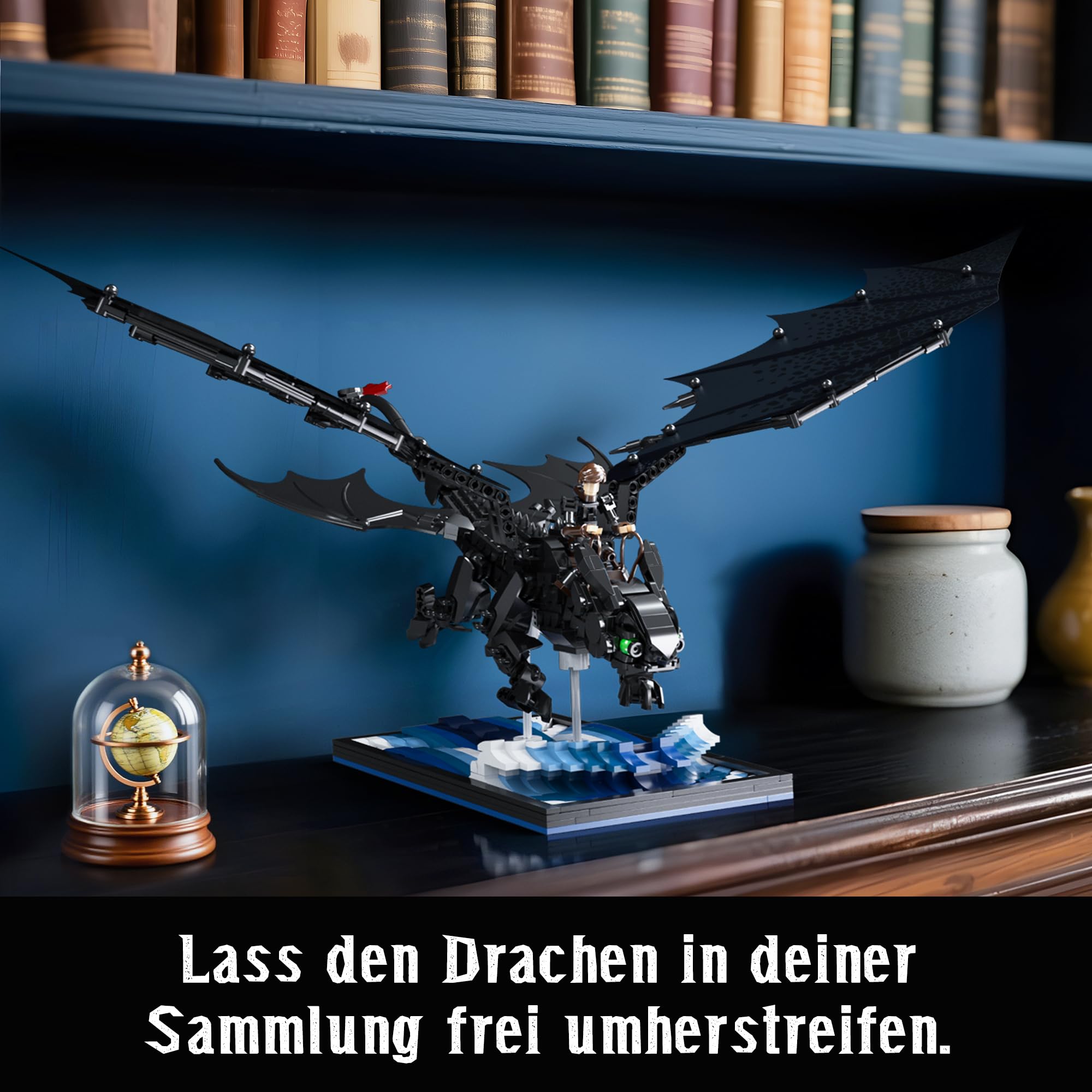 VEPOWER Schwarzer Fantasy Drachen Klemmbaustein Set ab 10 Jahren