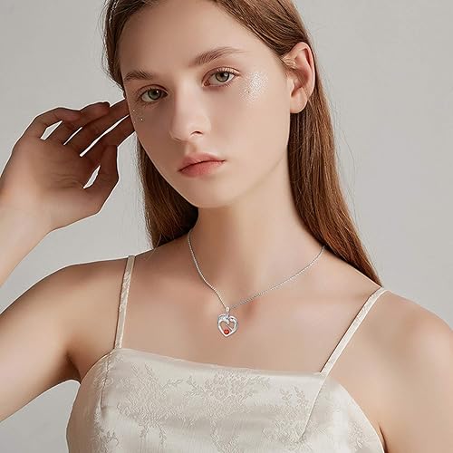 Miniatura 5 de AOBOCO Collar de caballo de plata de ley con corazón de amor con cristales de piedra natal, joyería de caballo regalos para mujeres y ella