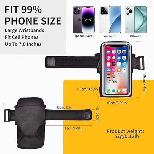 Miniatura 7 de Banda para el brazo para el teléfono para correr, bolsa de brazo de la palma de la muñeca adecuada para correr y ciclismo, se aplica a iPhone