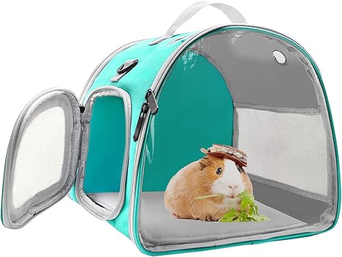 Bolsa de transporte de animales pequeños, portátil mejorada, funda de transporte transparente para hámster, rata reptil, conejo, dragón barbudo,