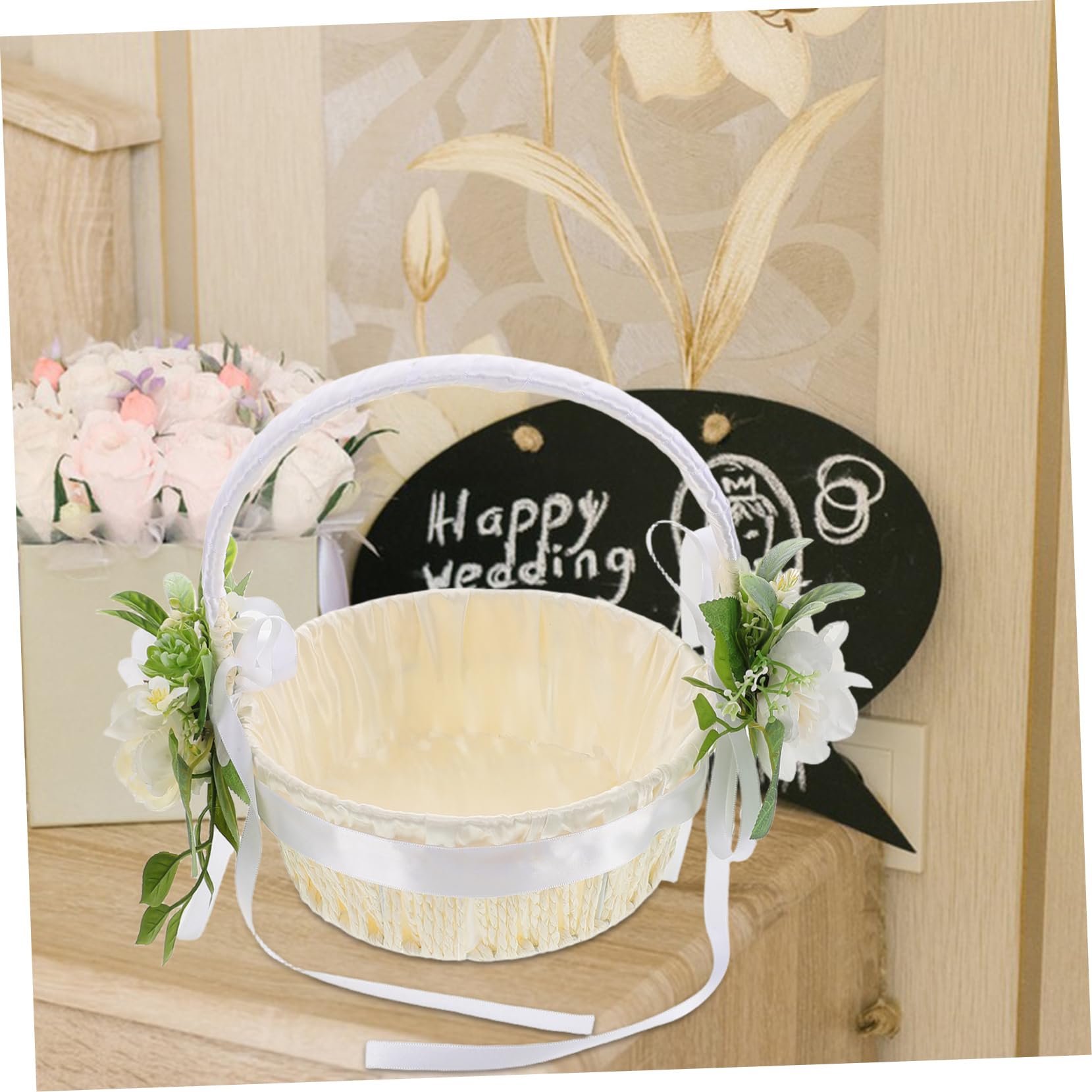 HANABASS 3 Stück Handgewebter Rattan Blumenkorb für Hochzeit Natürlicher Weidenkorb Langlebig und Vielseitig als Korb und Aufbewahrungskorb Umweltfreundliche Dekoration für Feiern