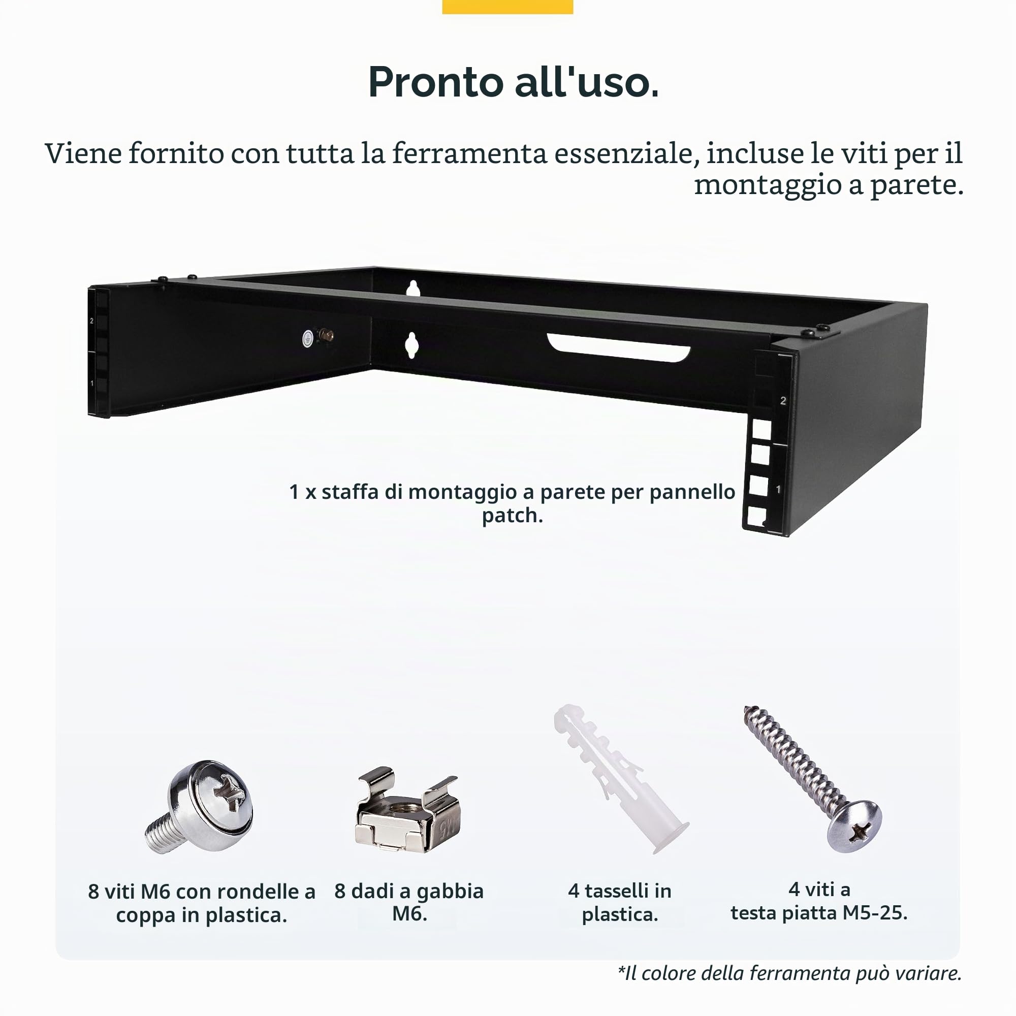 StarTech Staffa Rack 2U a Muro, Profilo Basso, Nero (RACK-2U-14-BRACKET) | Supporto a Muro per Switch di Rete, Apparecchiature IT e AV, Rack 19 Pollici