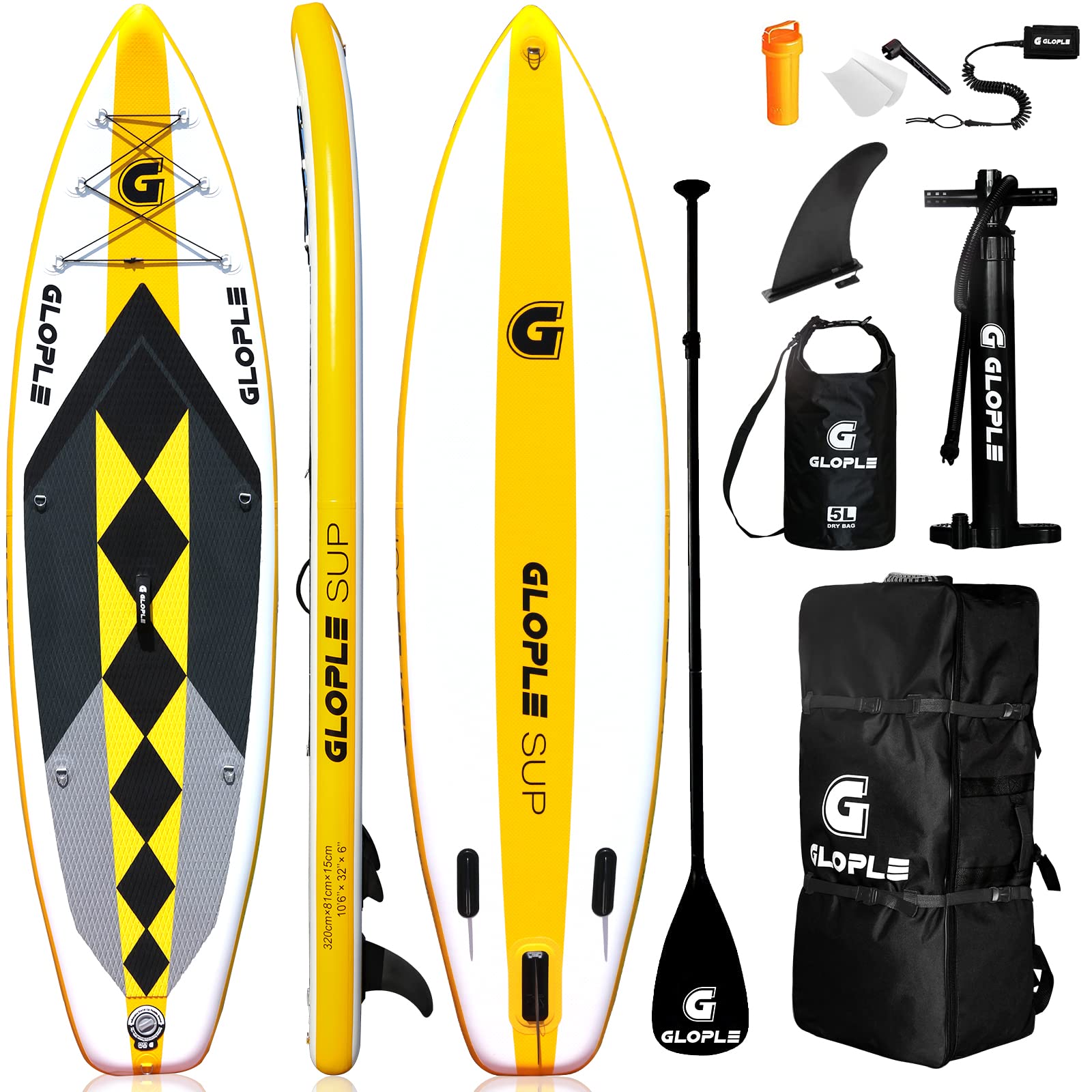 Inflatable Stand Up Paddle Board, 10'6''/11' SUP W/Accessories Backpack, Adj Paddle, Double Action Pump, Waterproof Bag, Leash, Non-Slip Deck Beginner/Intermediate ISUP for Adults & Youth