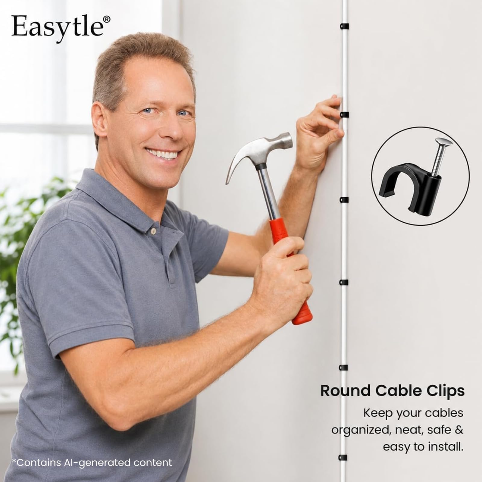 200 Pcs Cable Clips 4/6/8/10mm Nail in Cable Clips Cable Wire Clips Cable Tacks Coax Cable Speaker Wire Clips Cable Nails for Cords Wall Wire Clips RG6 RG59 CAT6 RJ45 Ethernet Cable Clips Black — Amazon image 7