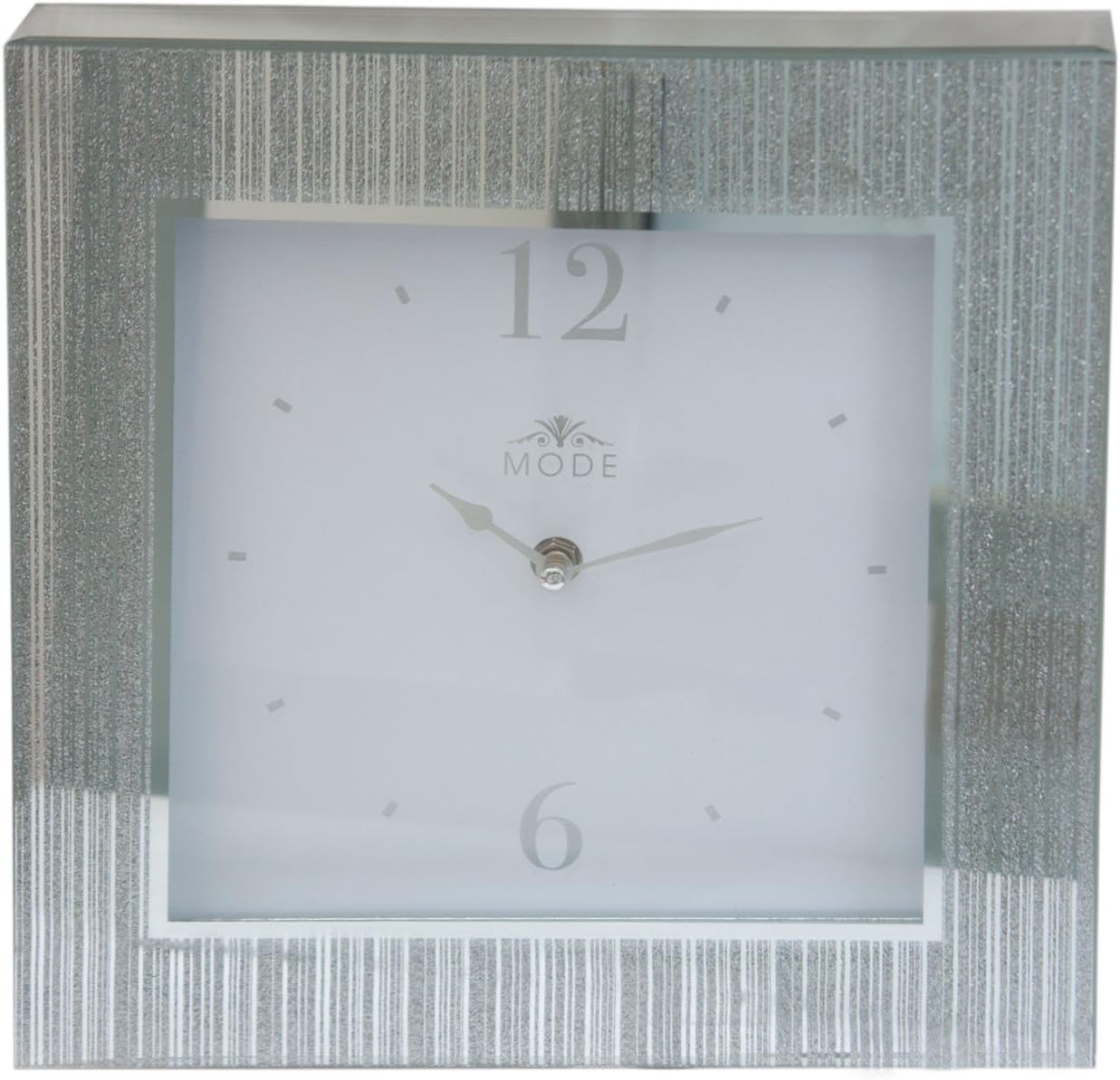 HOME LIVING Square Glitter Mirrored Wall Mantle Clock