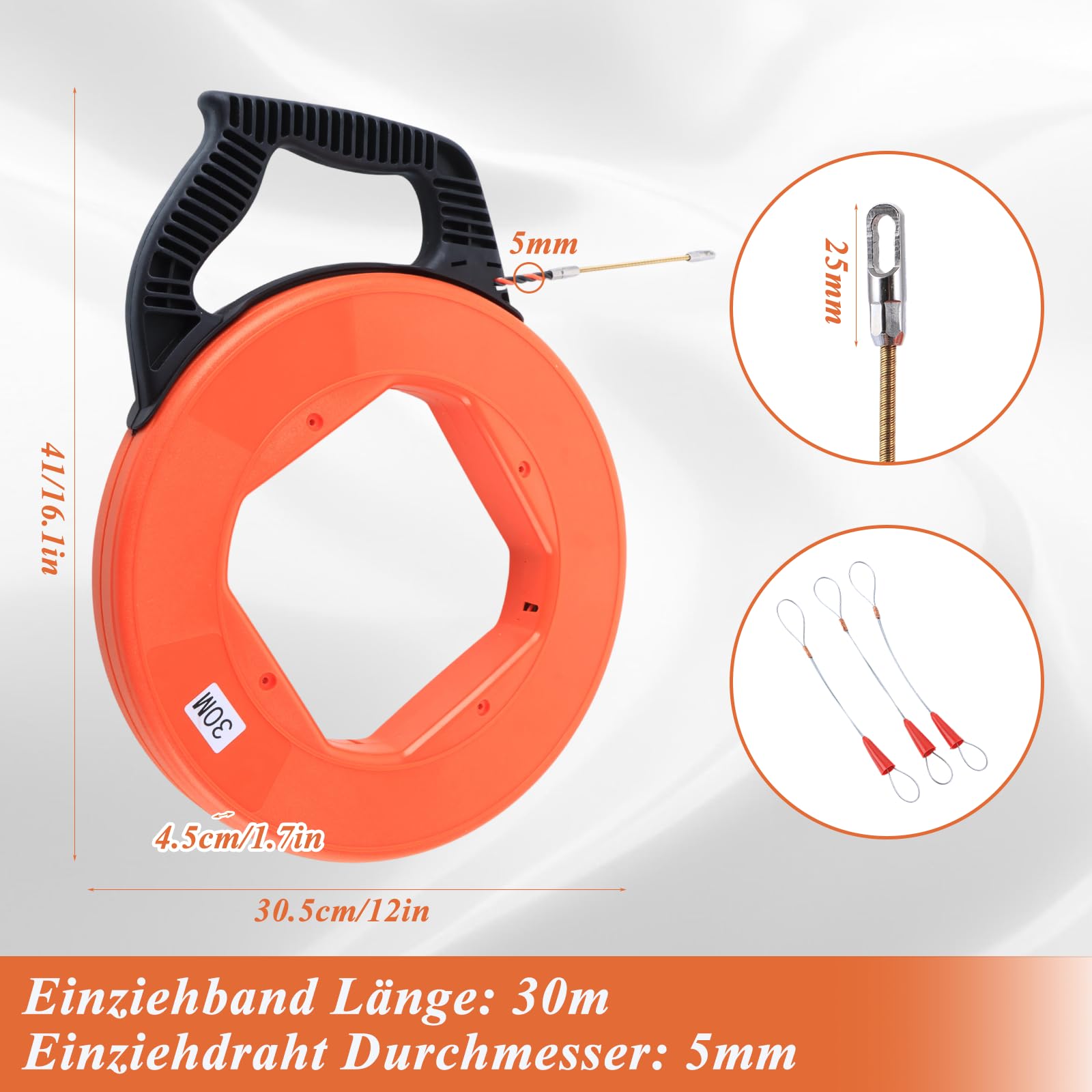 Kabeleinziehhilfe 50m 5mm Einziehspirale mit Einziehfeder