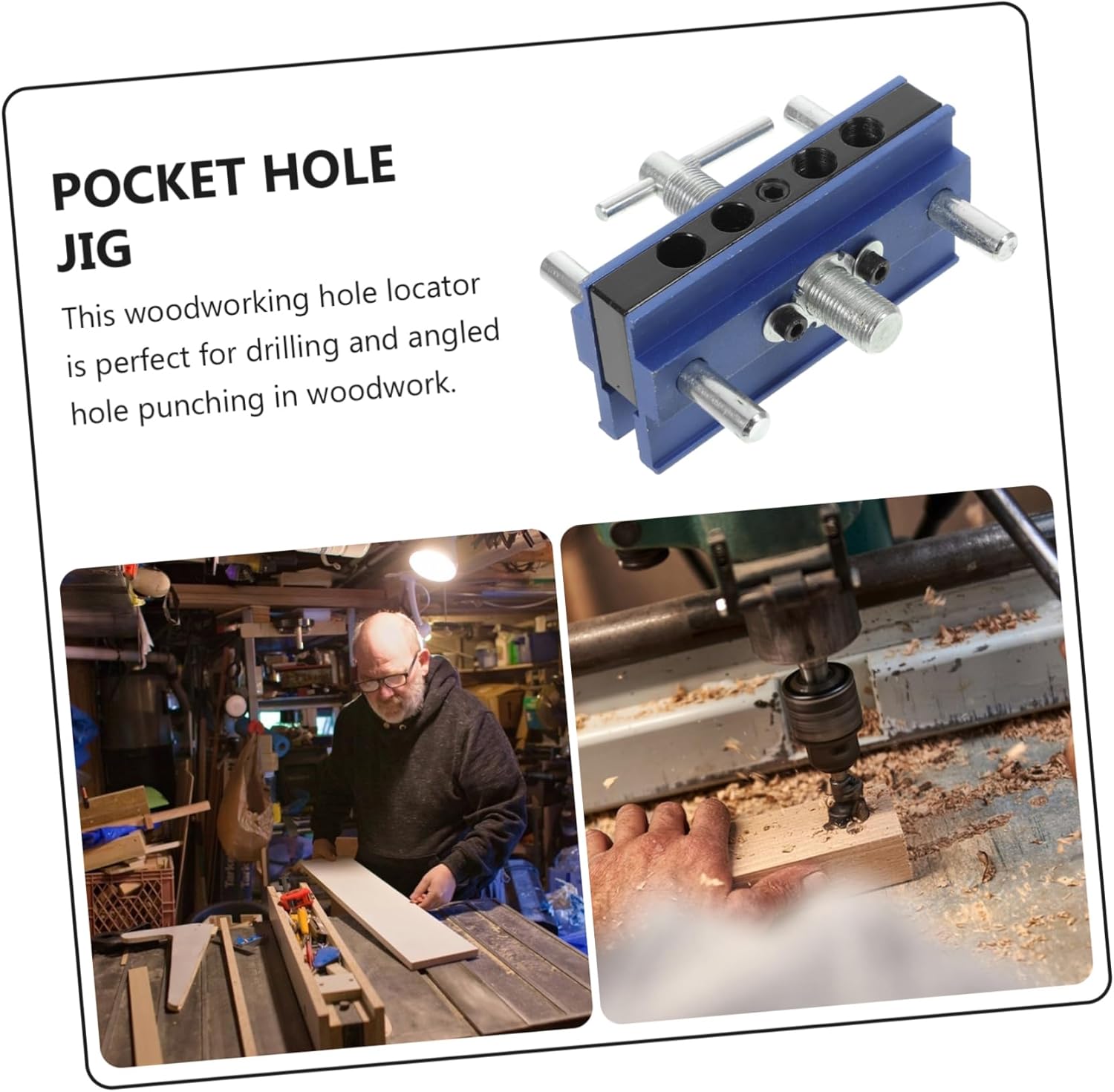 Aluminum Alloy Drill Locator Pocket Hole Jig for Woodworking Accurate Hole Punching Tool