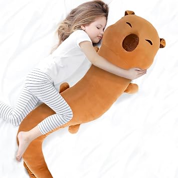 Tianmihou 48 inch Giant Capybara Plush Stuffed Animal, Big Capybara Glow in The Dark Fluorescent Plushies Pillow Toy, Jumbo Cute Capibara Body Pillow Gifts for Kids Adults, Birthday