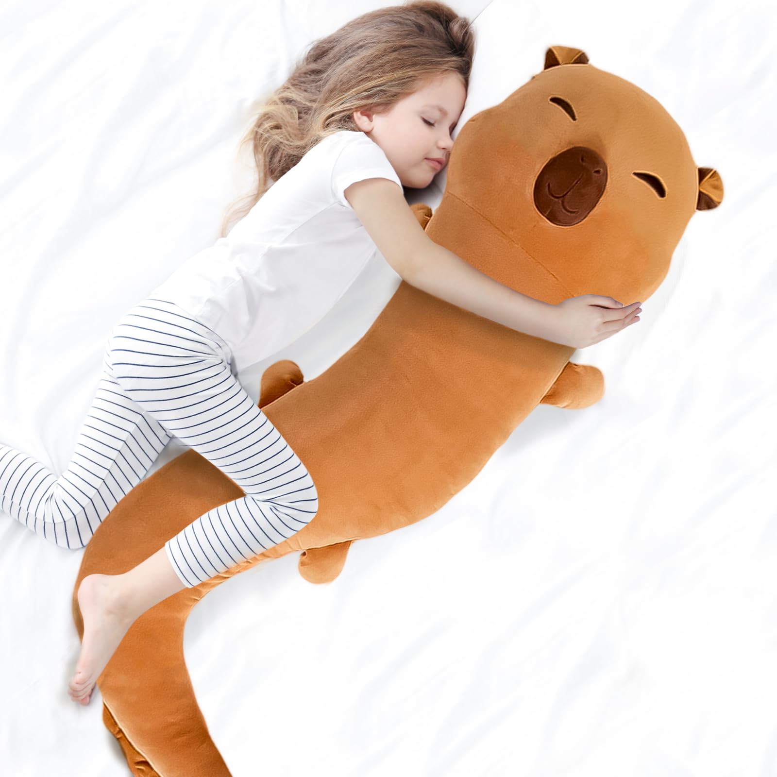Tianmihou 48 inch Giant Capybara Plush Stuffed Animal, Big Capybara Glow in The Dark Fluorescent Plushies Pillow Toy, Jumbo Cute Capibara Body Pillow Gifts for Kids Adults, Birthday