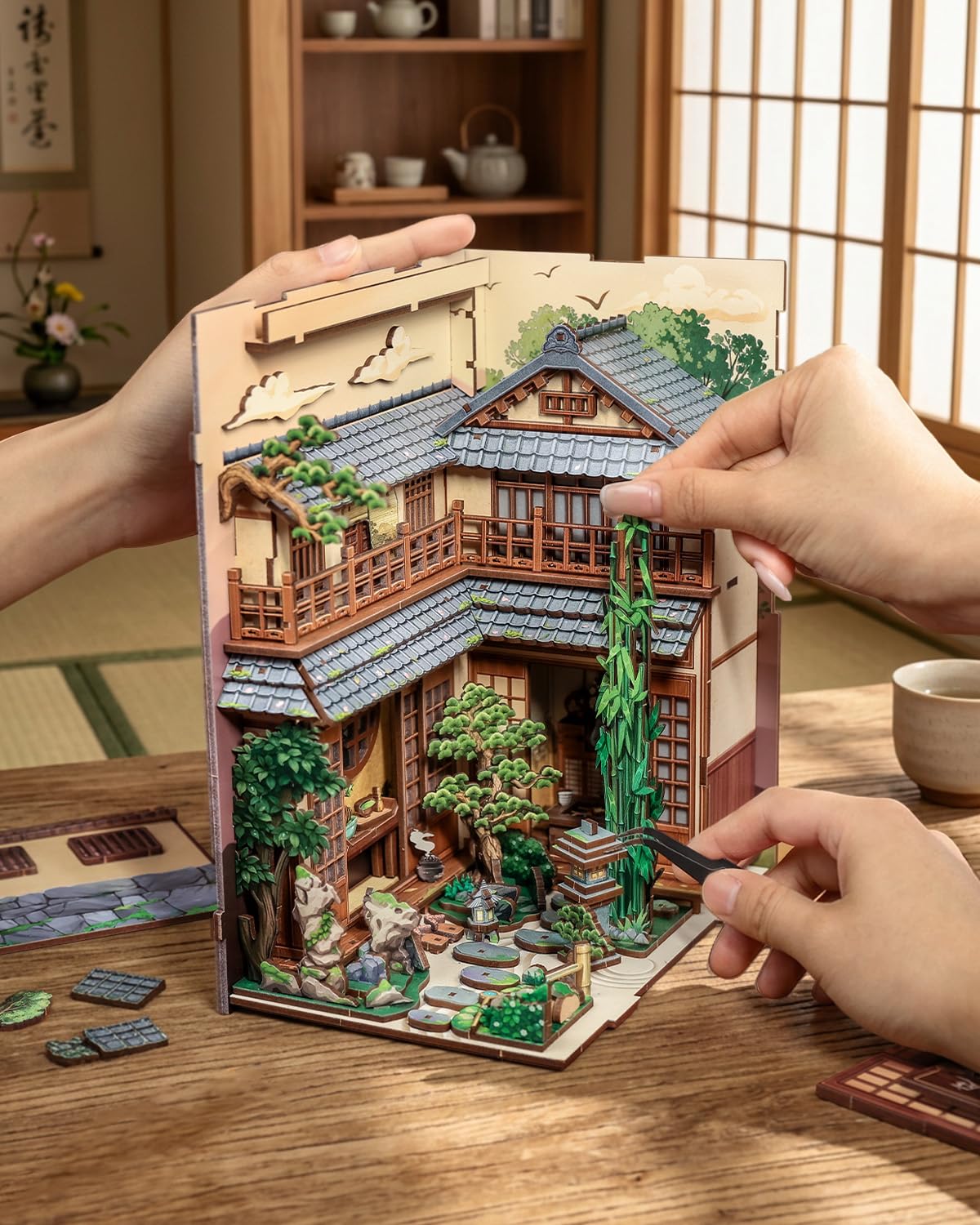 CUTEBEE Book Nook Zen – Jardin Japonais 3D Adulte (Serene Courtyard)