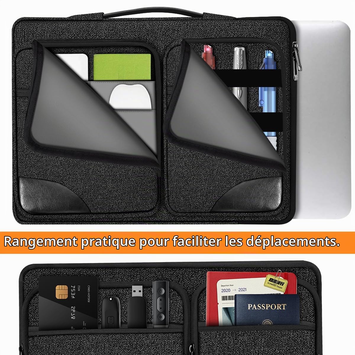HSEOK Housse pour Ordinateur Portable 15" 15,6" 16" 17" 17,3", Mallette de Protection pour Les Déplacements Domicile-Travail et Les Voyages d'affaires