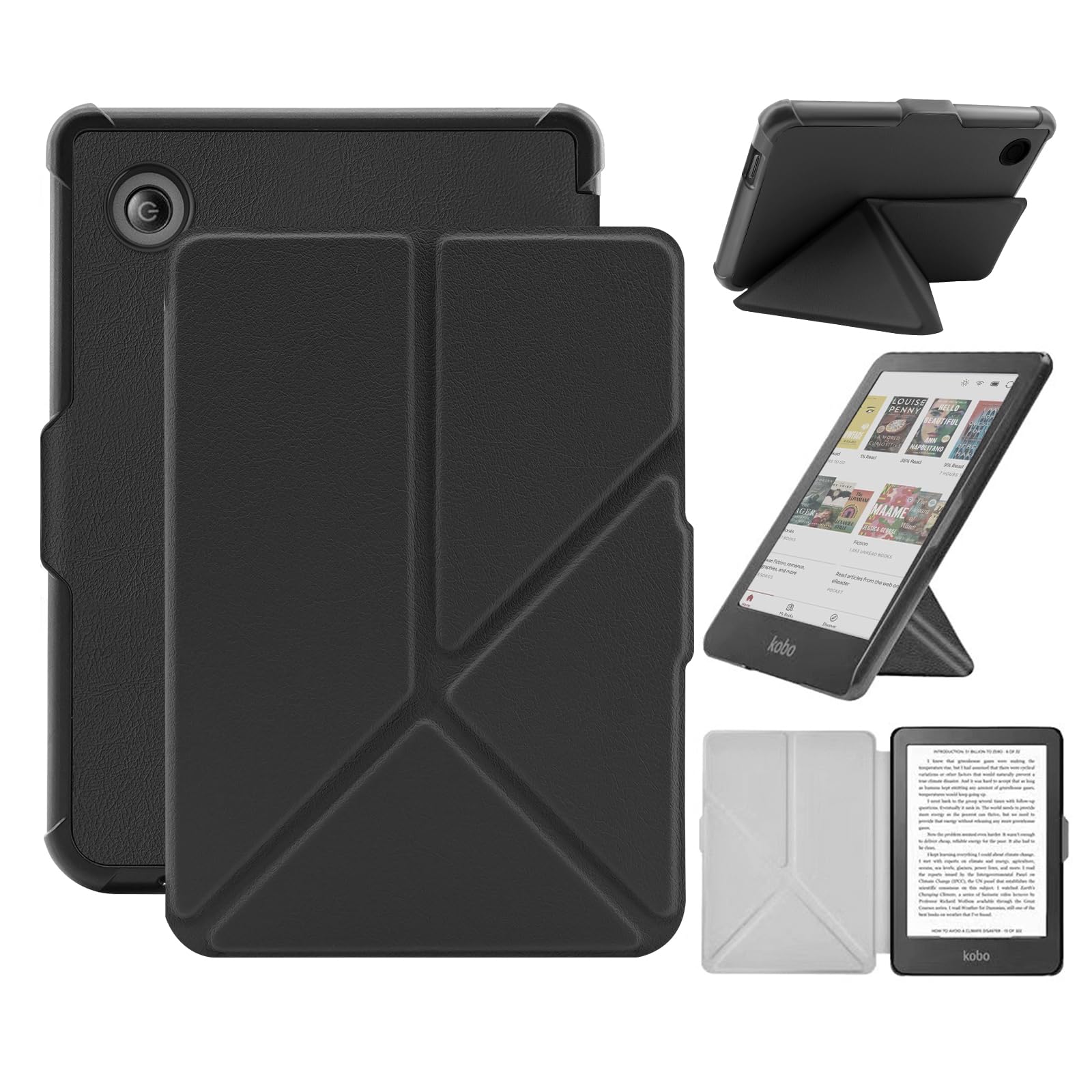 Photo 1 of Case Compatible with 6" Kobo Clara Colour/BW (2024)/2E (2022), Includes a Screen Protector - PU Leather Cover with Auto Sleep/Wake